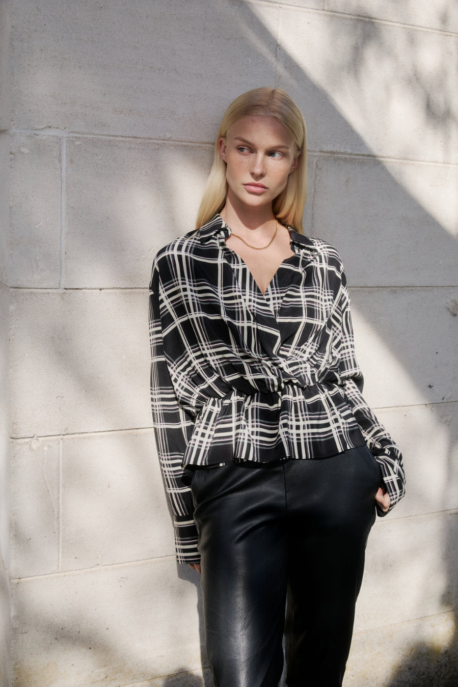 Wrap Shirt - Checkmate Silk