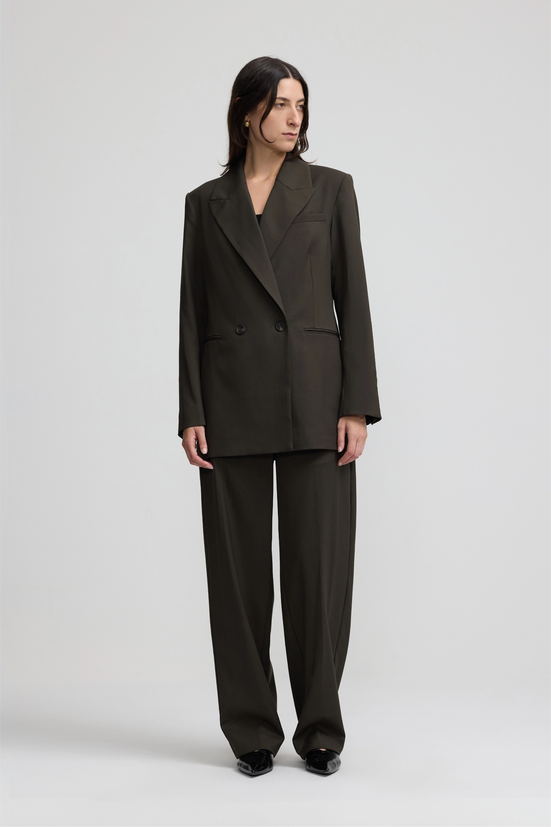 Double Breasted Wool Blazer - Woodland