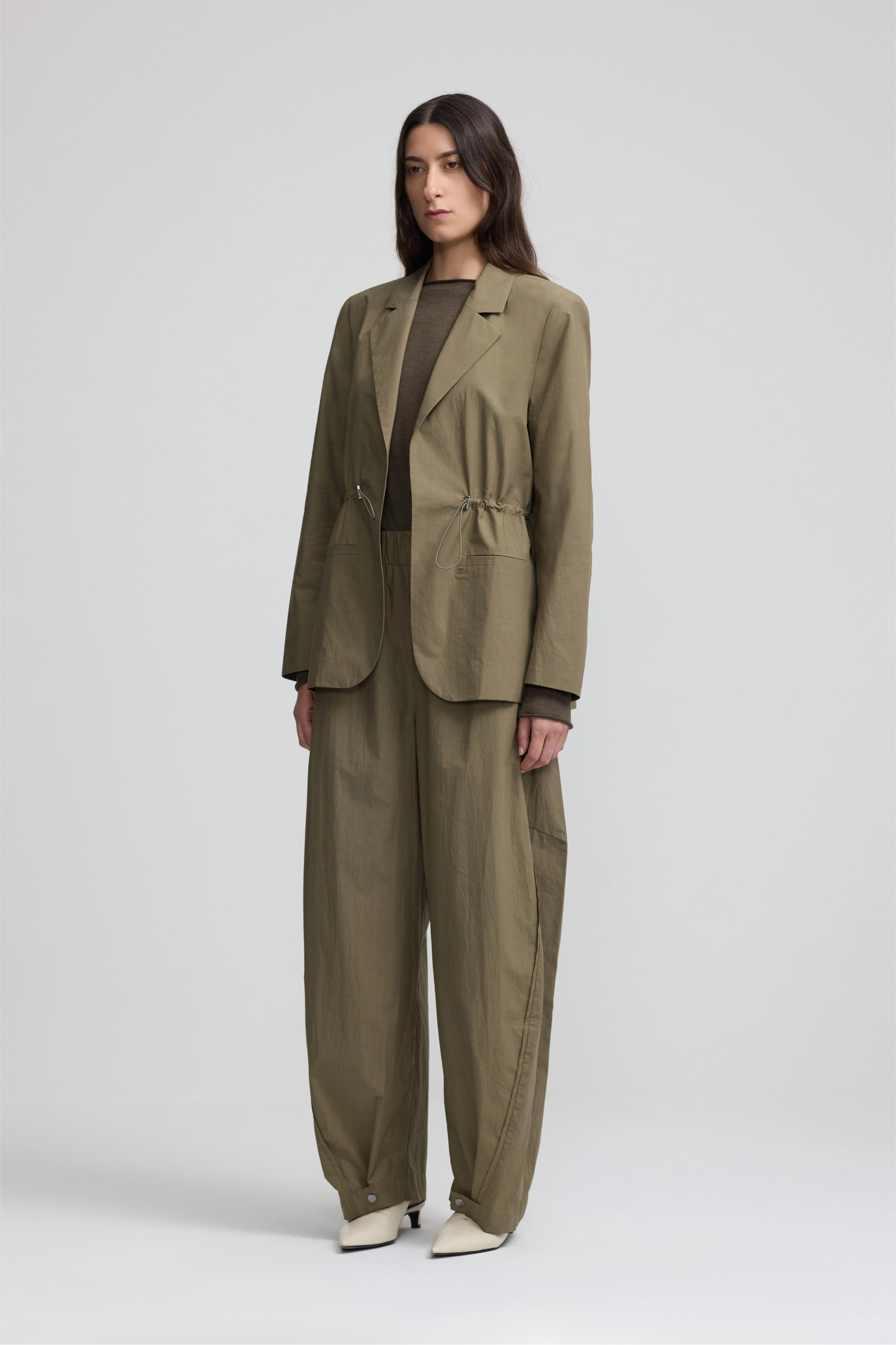 Cinched Blazer - Eucalyptus Cotton