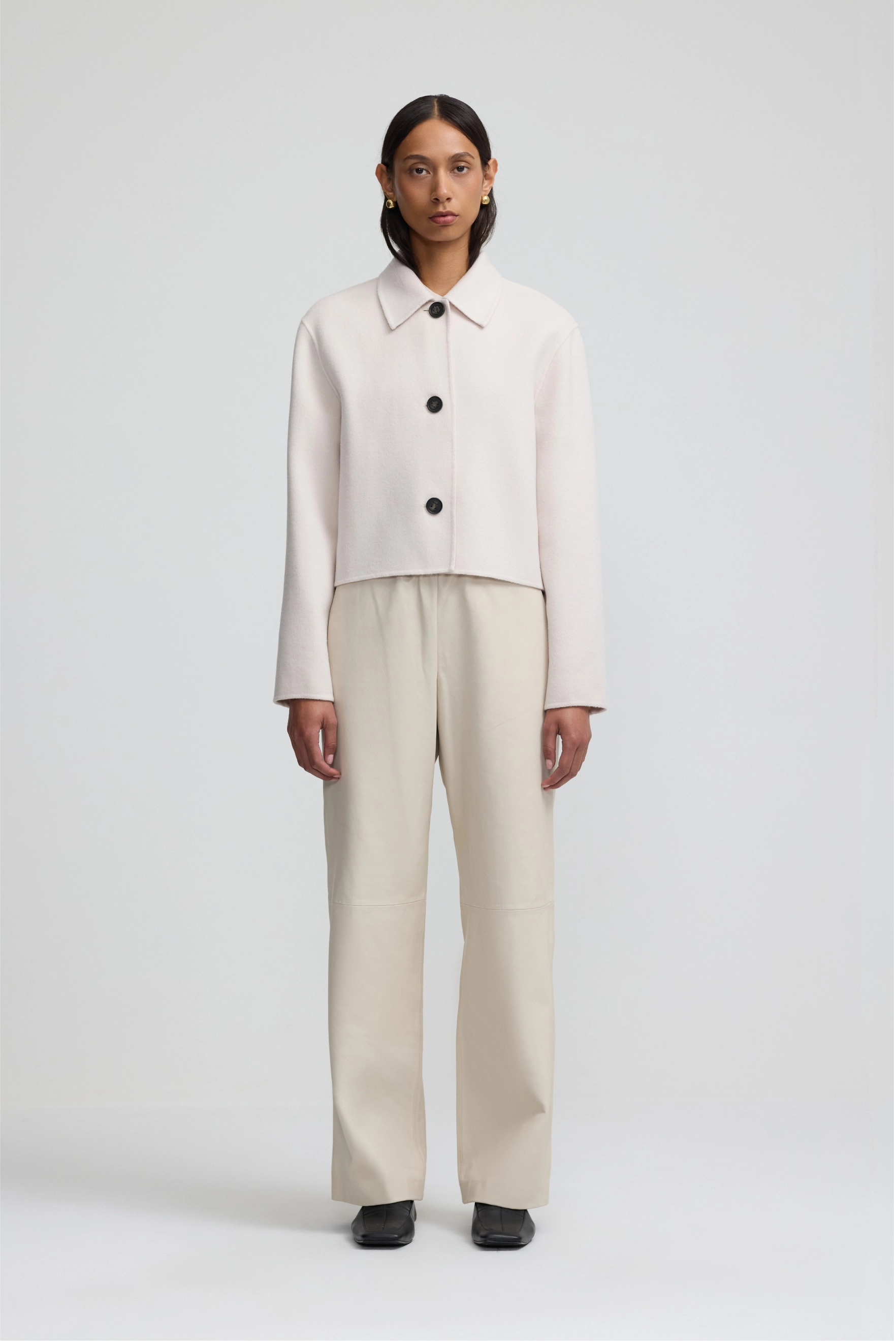 Relaxed Leather Pant - Chalk