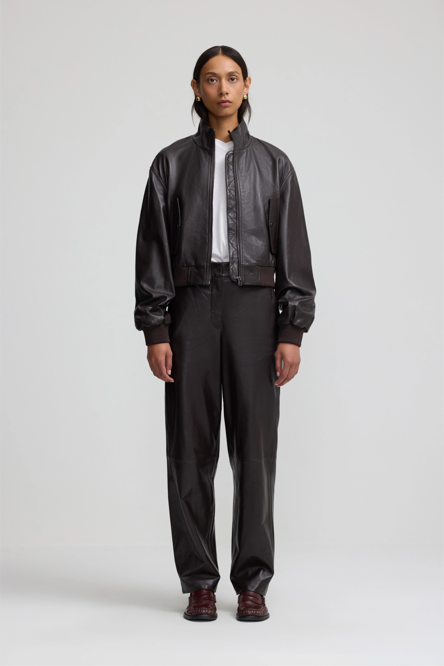 Leather Baby Bomber - Plum