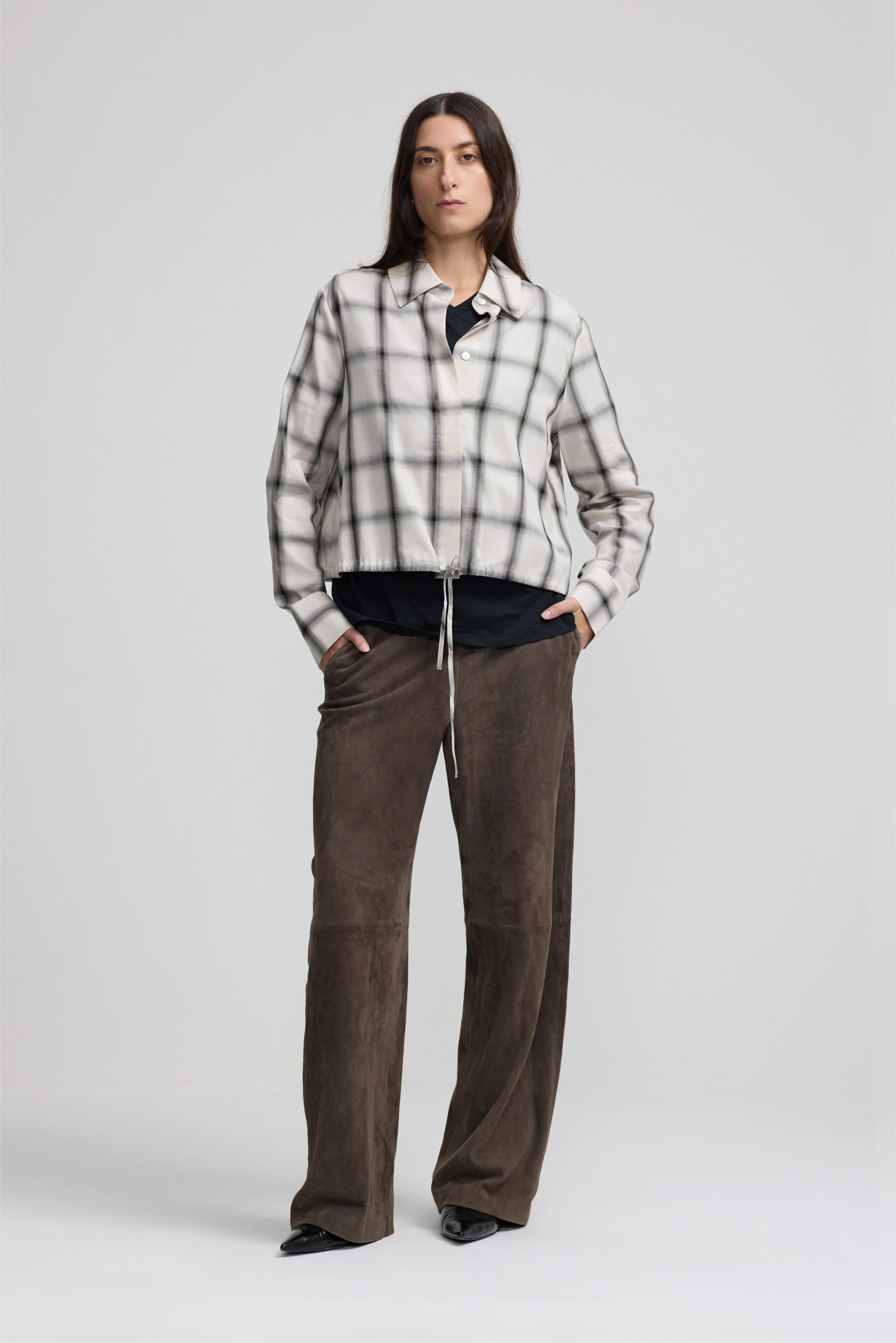 Drawstring Shirt - Off White Cotton