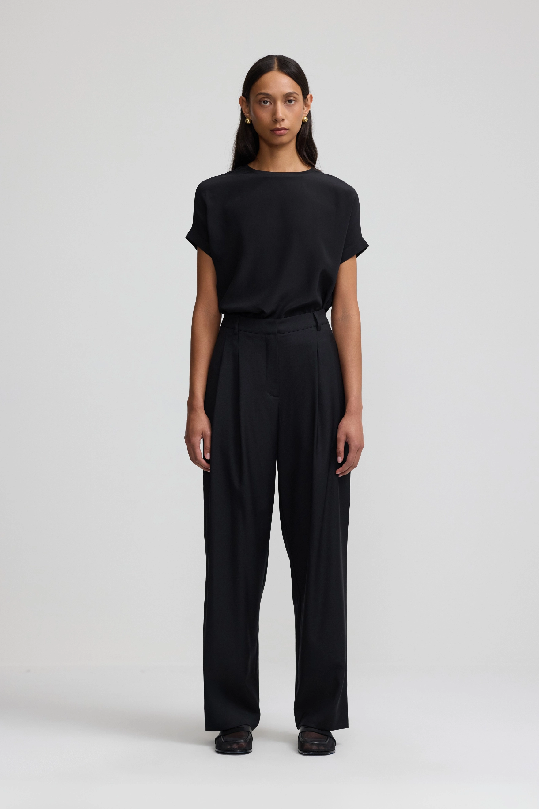 Relaxed Silk T-Shirt - Black