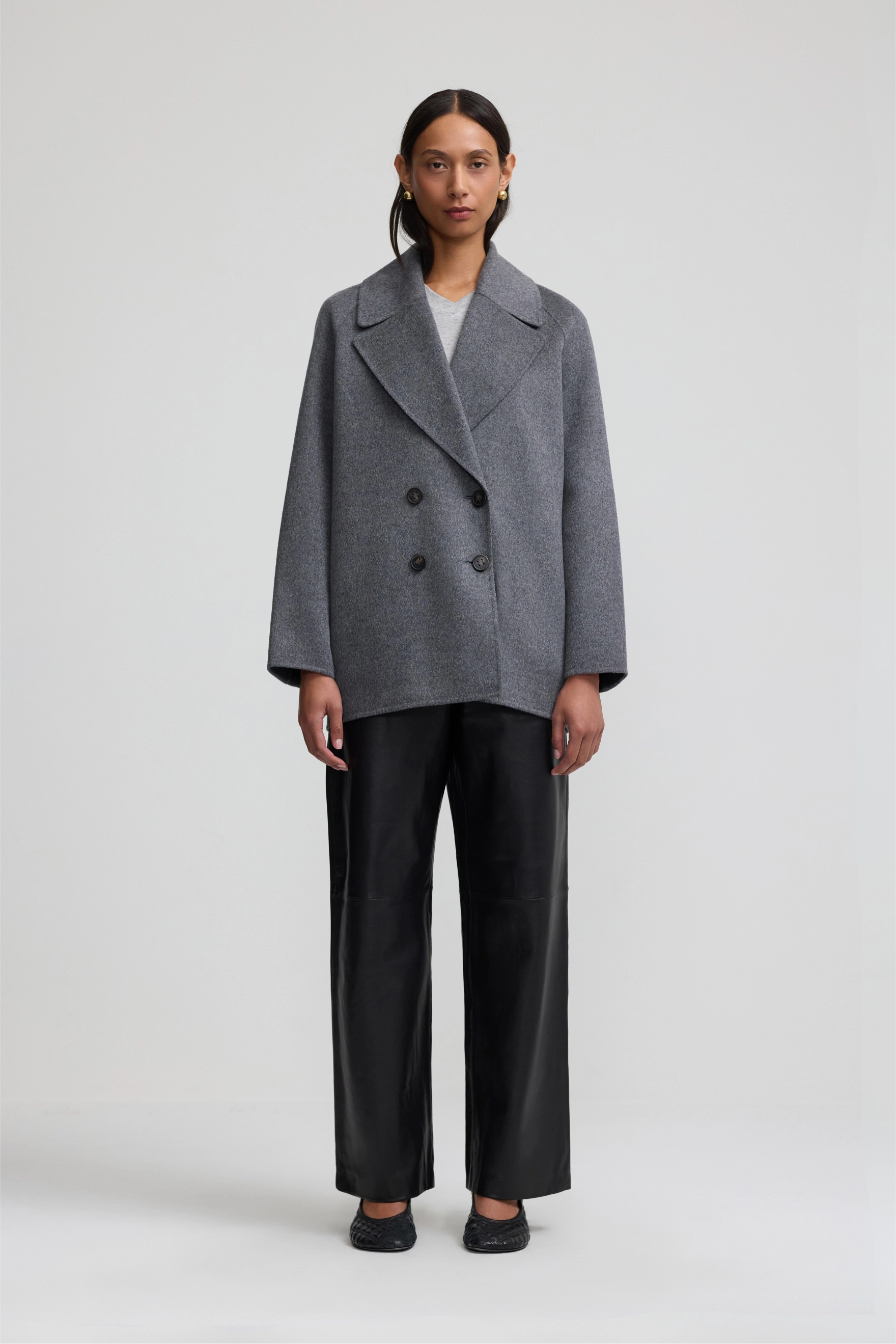 Cashmere Peacoat - Charcoal Grey