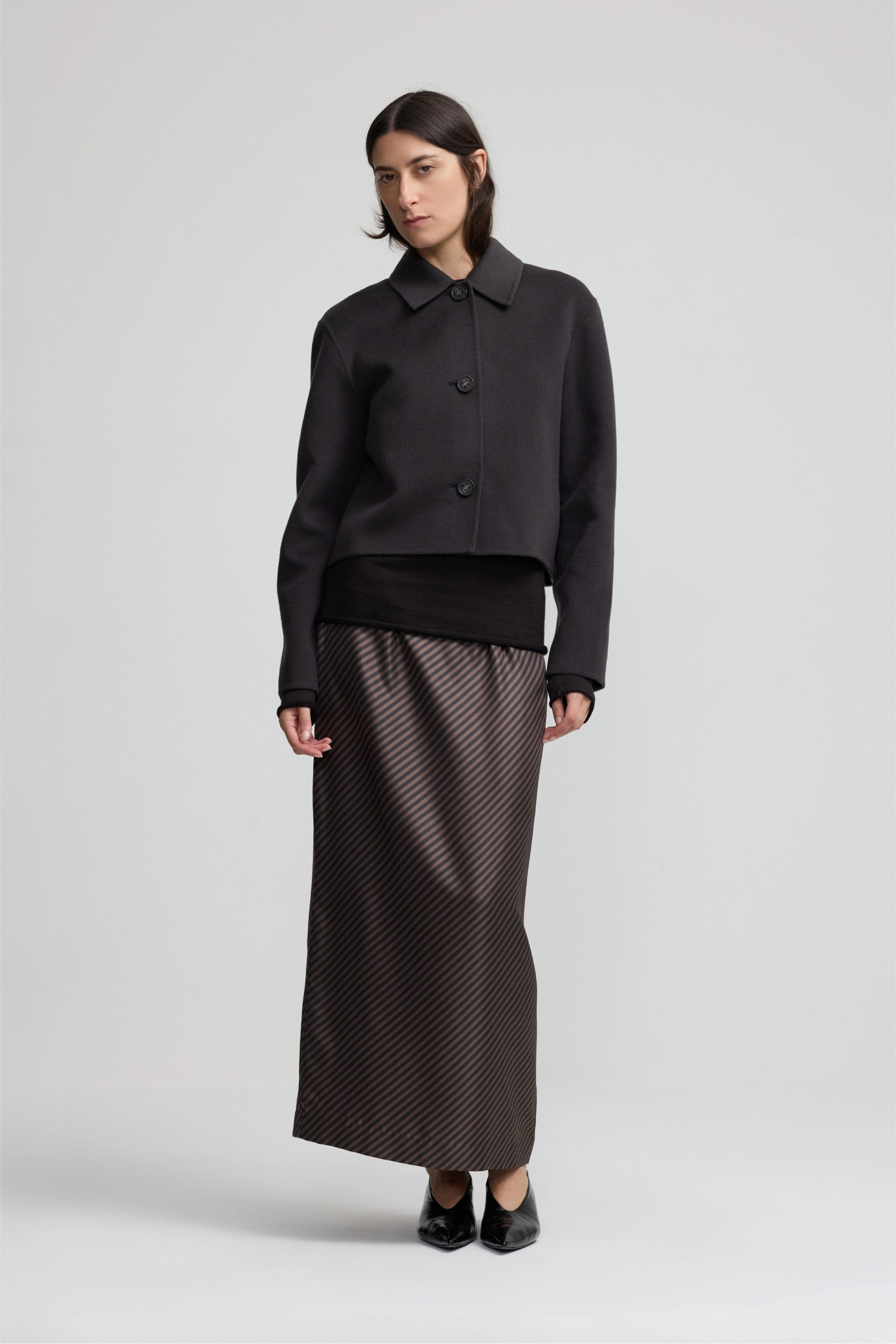Cashmere Cropped Coat - Dark Chocolate