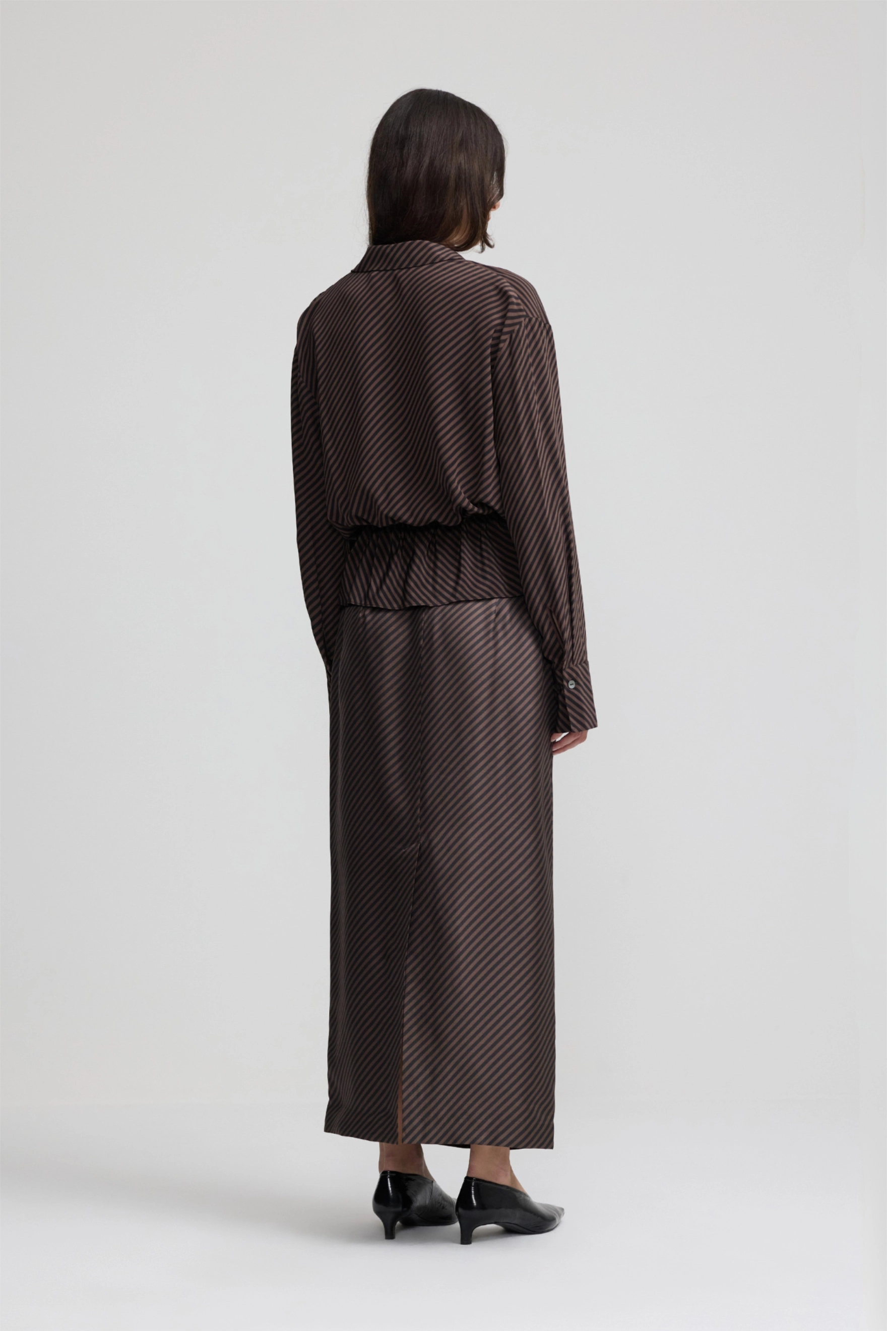 Wrap Shirt - Espresso Stripe Silk