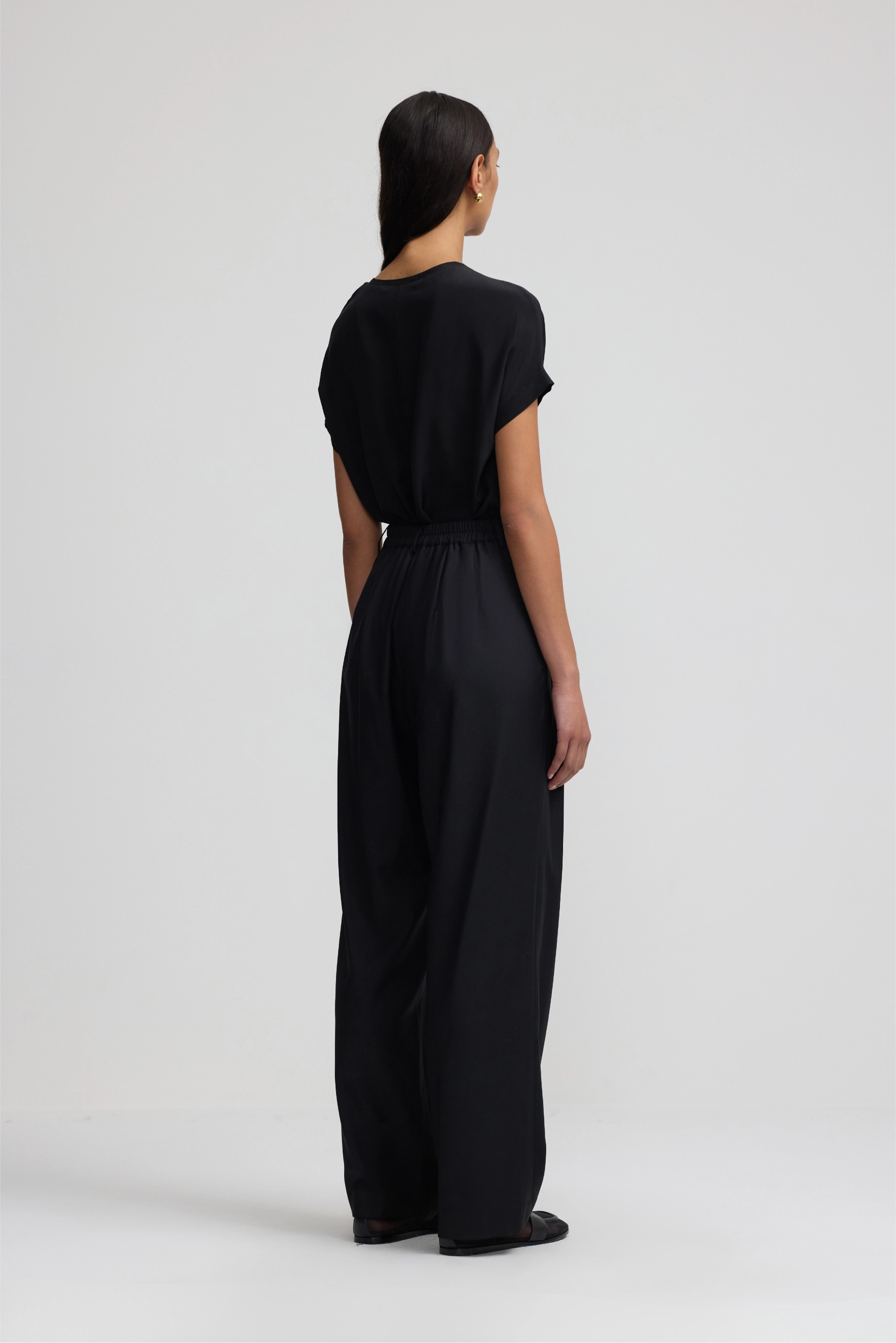 Relaxed Silk T-Shirt - Black
