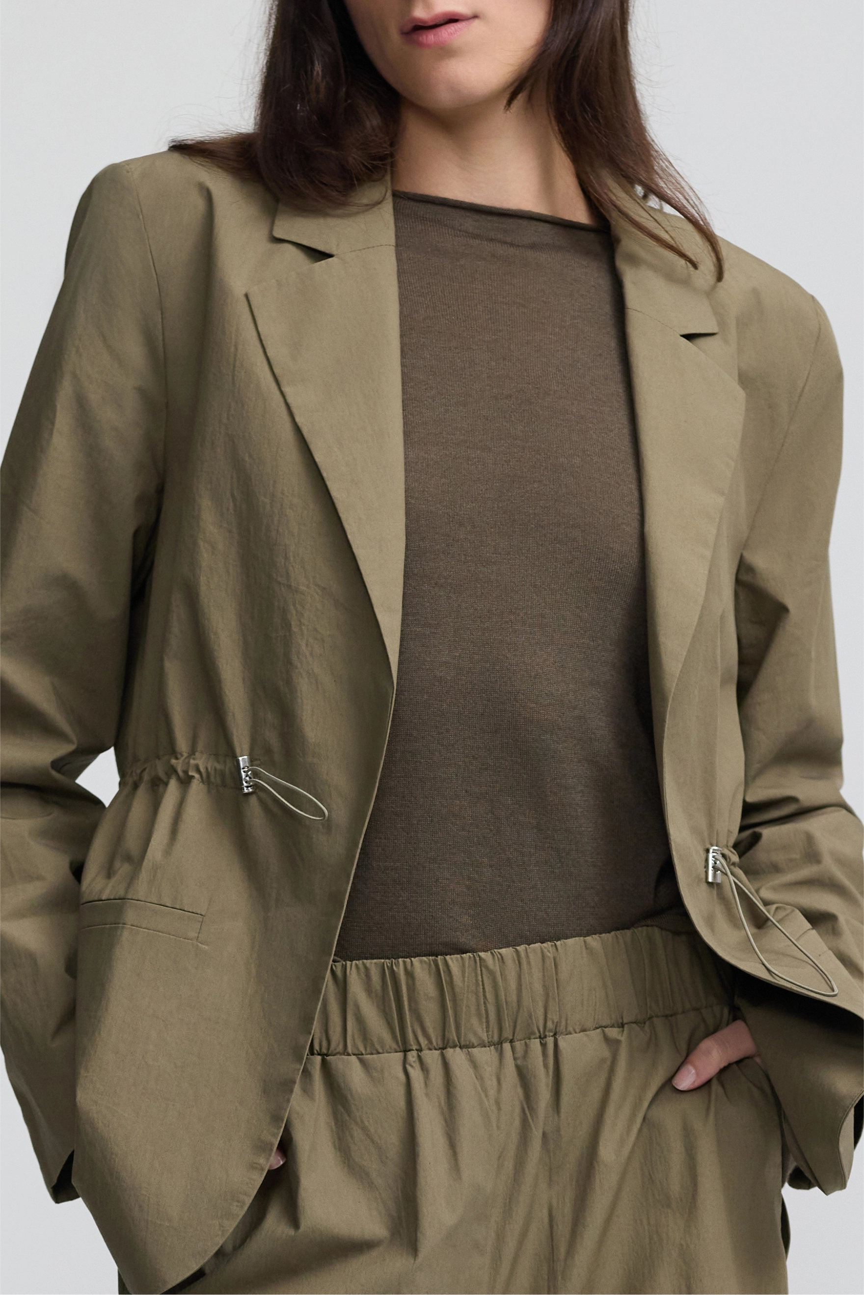 Cinched Blazer - Eucalyptus Cotton