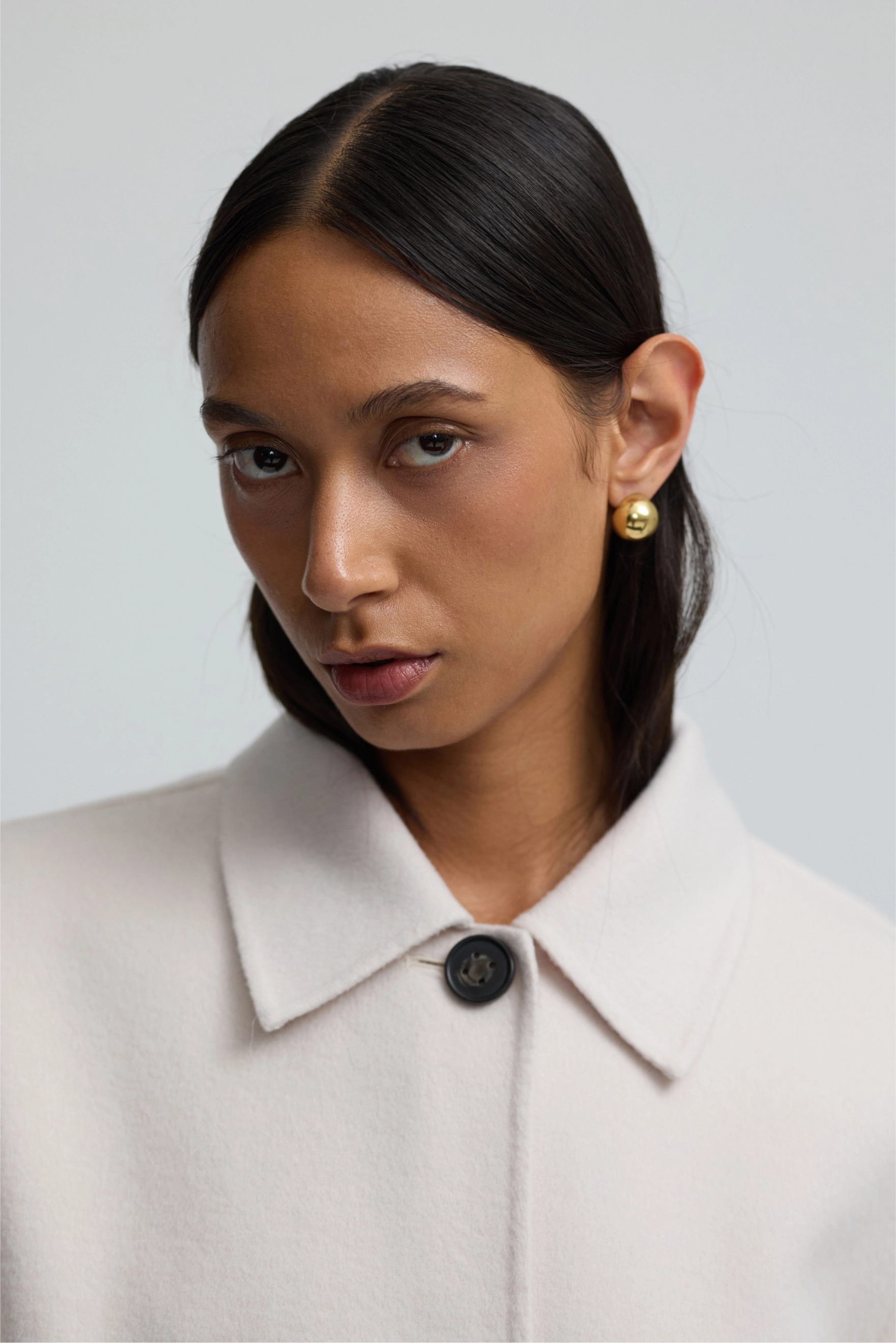 Cashmere Cropped Coat - Salt