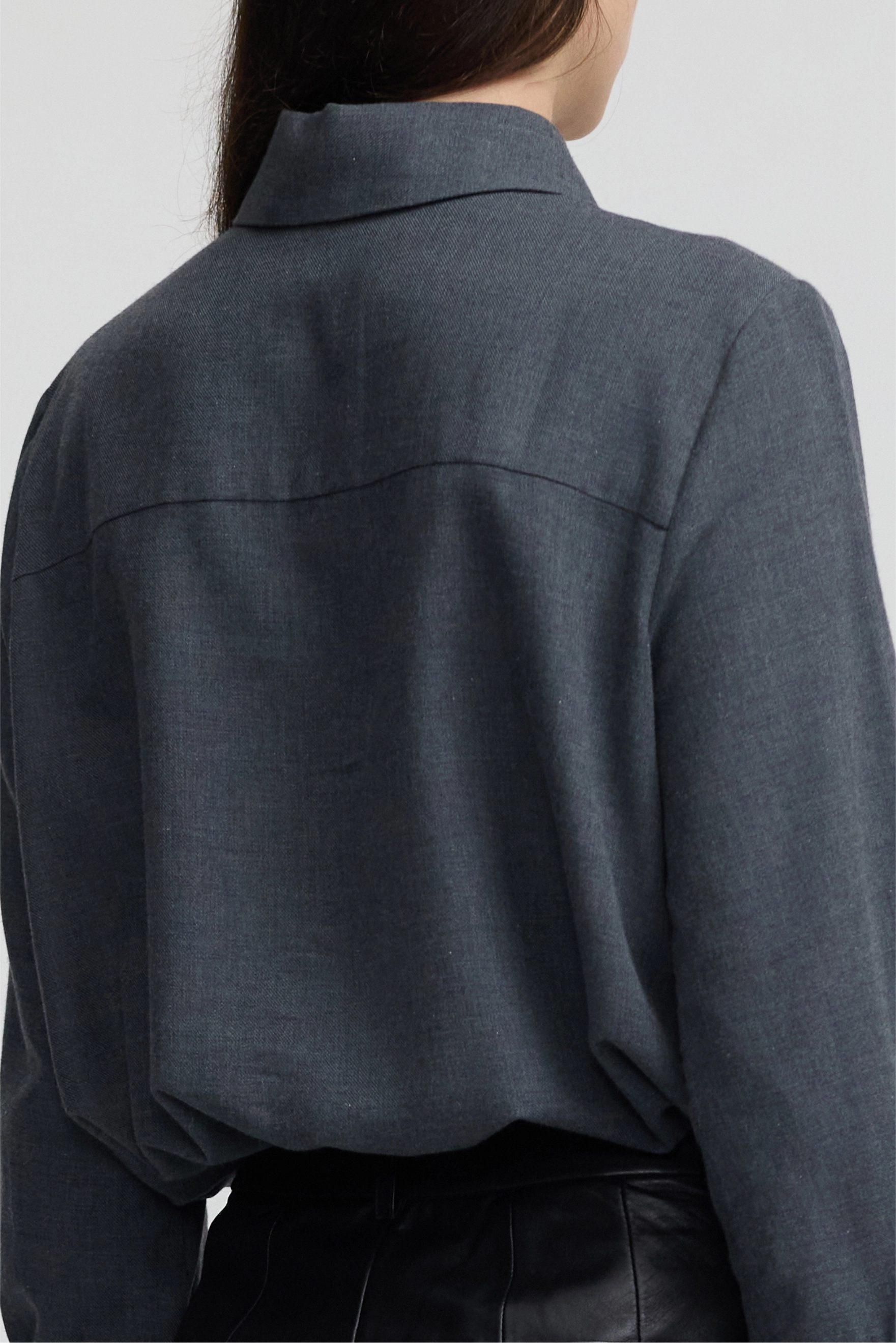 Drawstring Shirt - Grey Cotton Cashmere