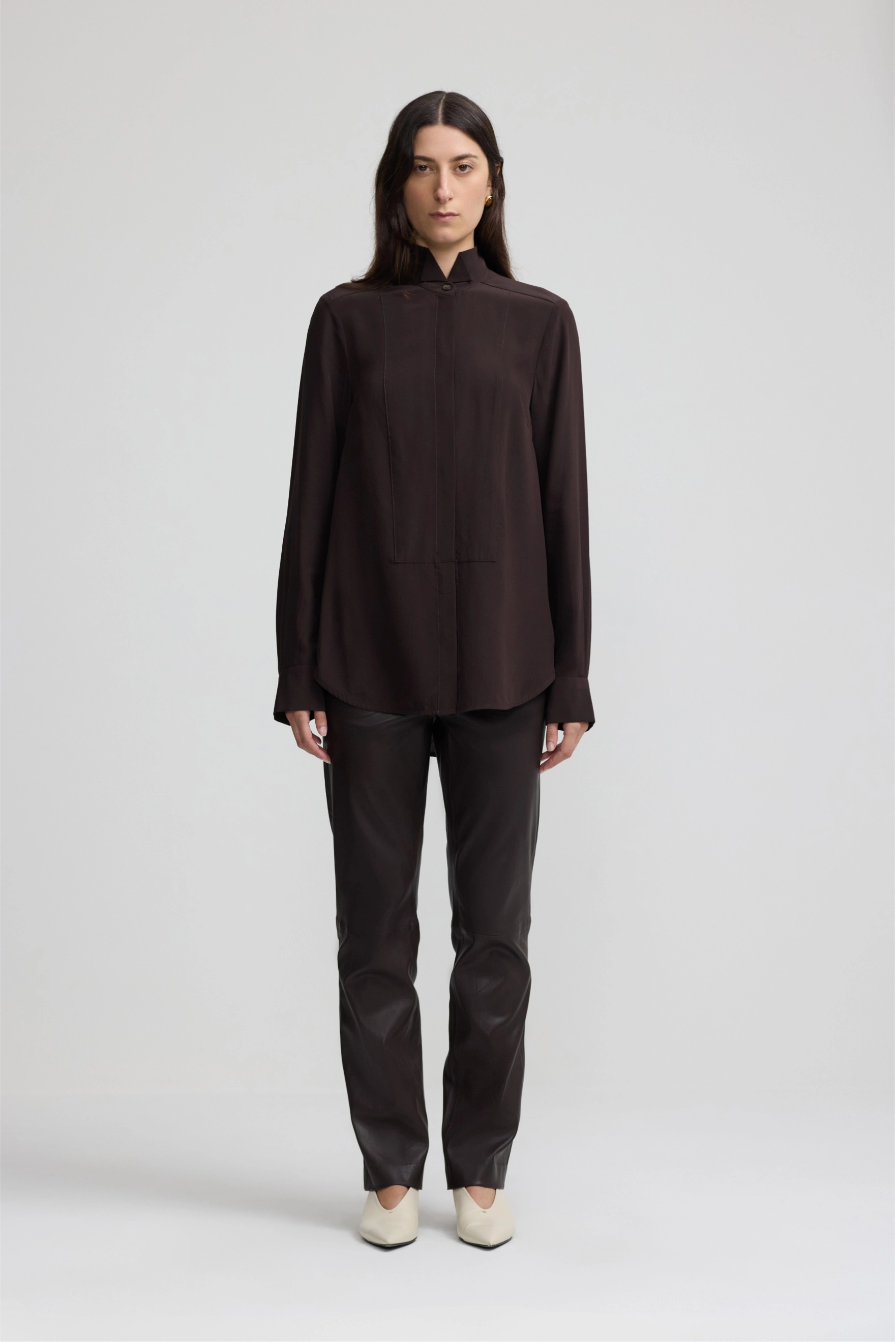 Tuxedo Shirt - Espresso Silk