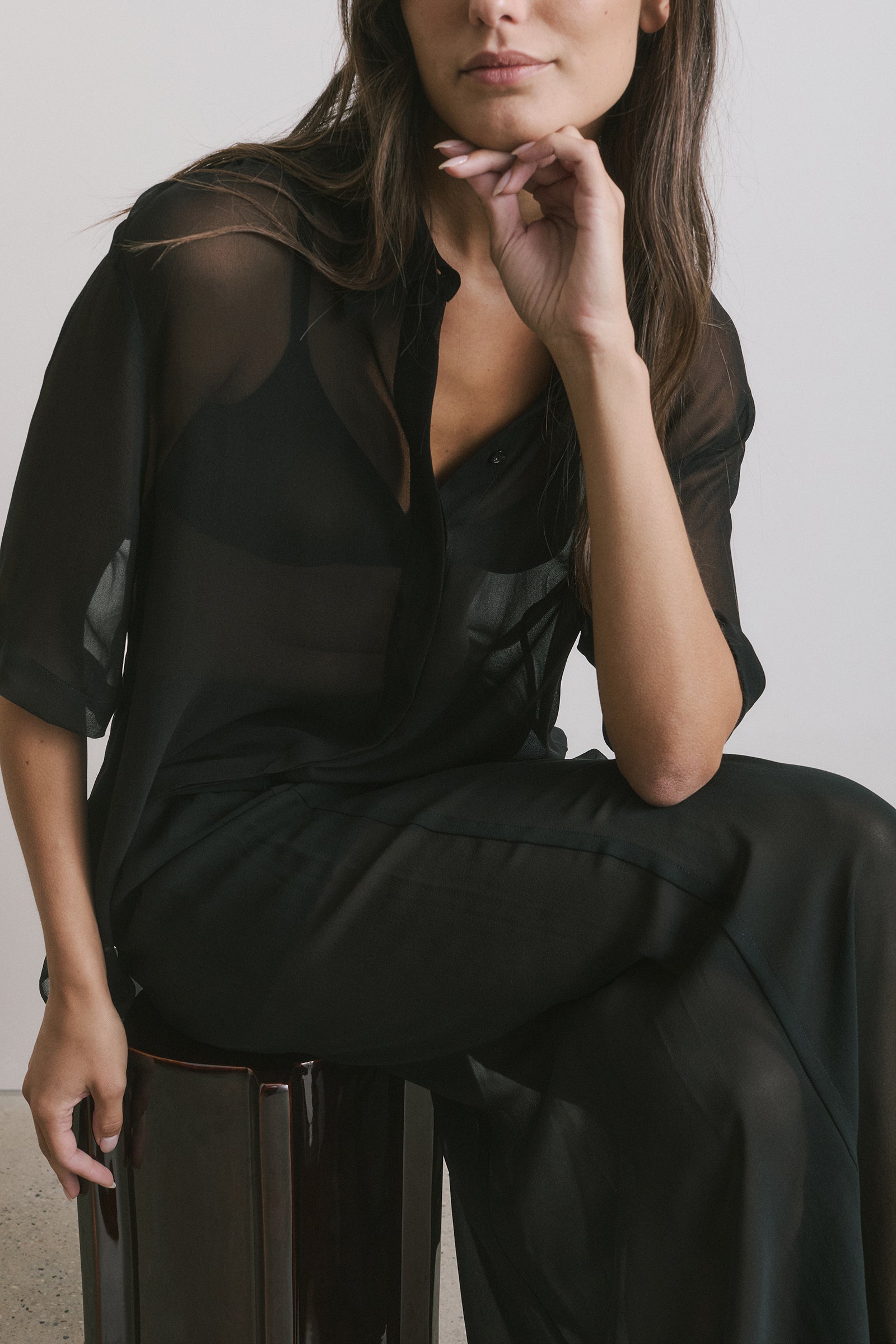 Relaxed Shirt - Black Georgette