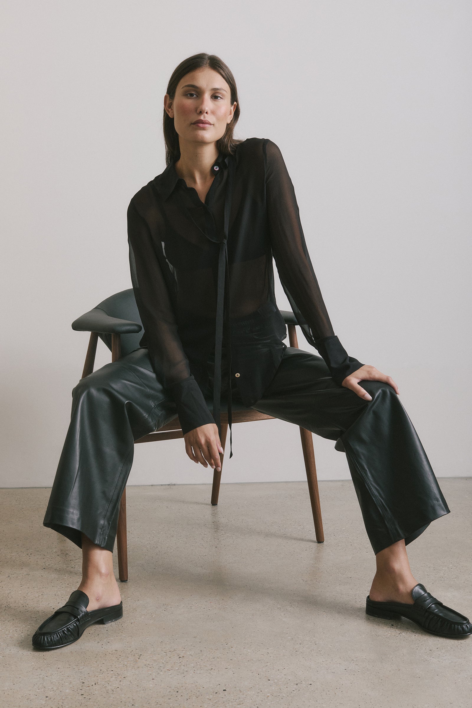 Relaxed Leather Pant - Black