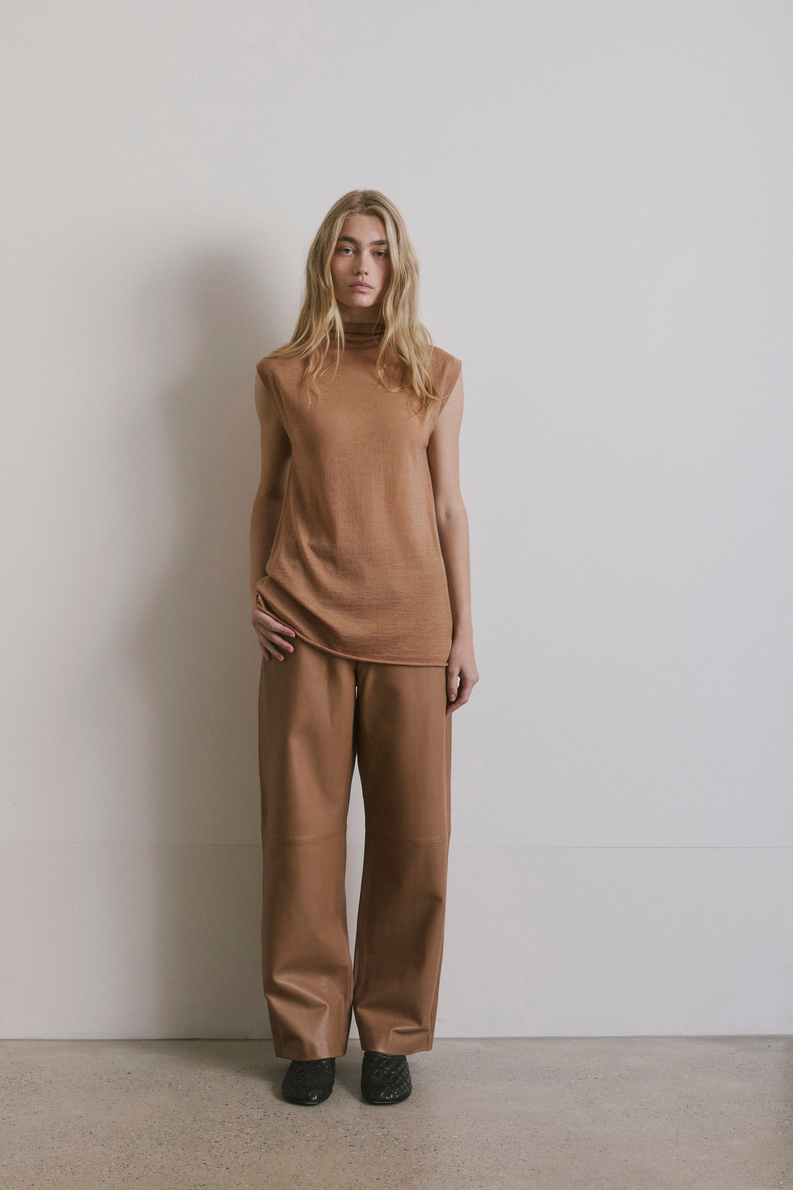 Relaxed Leather Pant - Caramel
