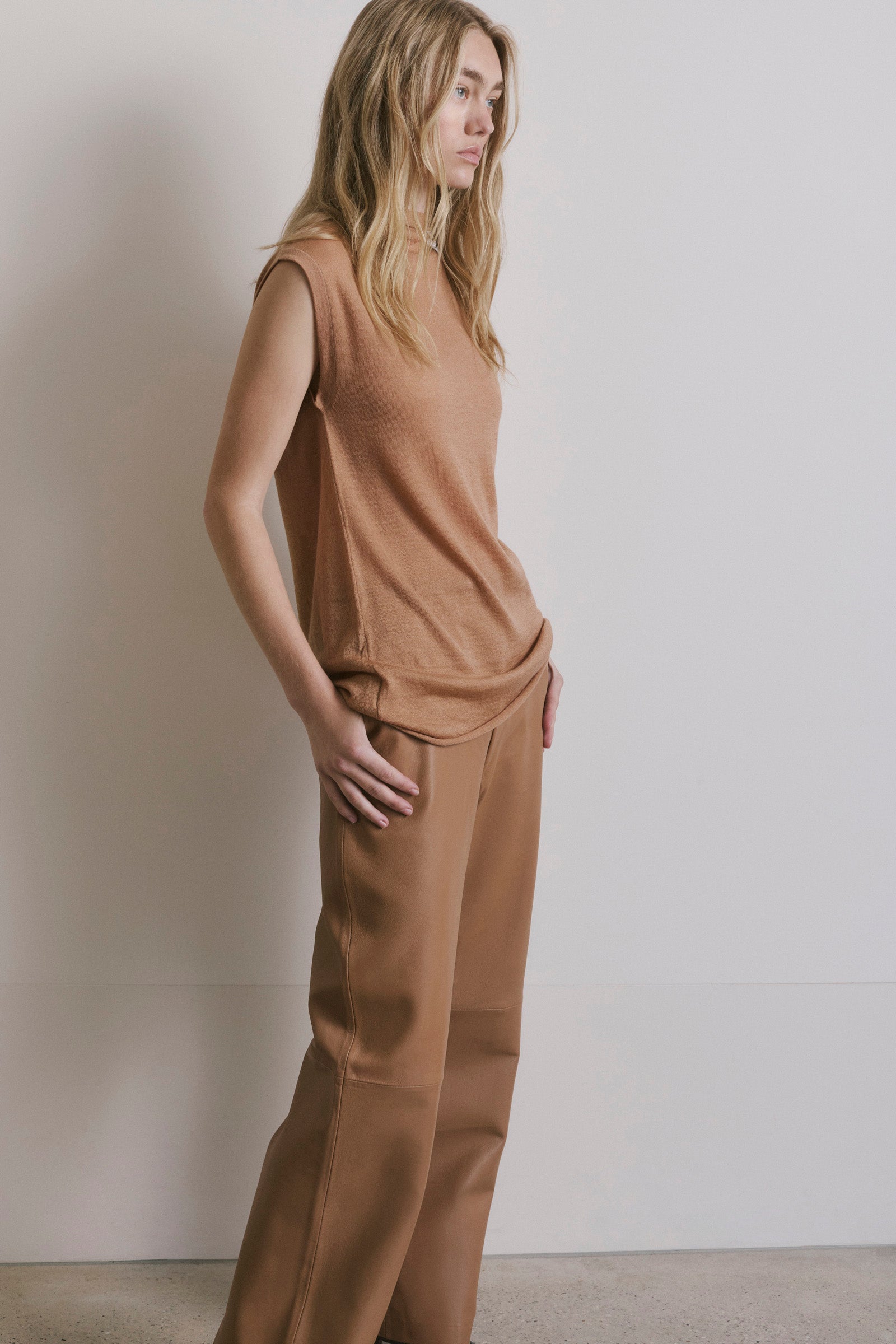 Relaxed Leather Pant - Caramel