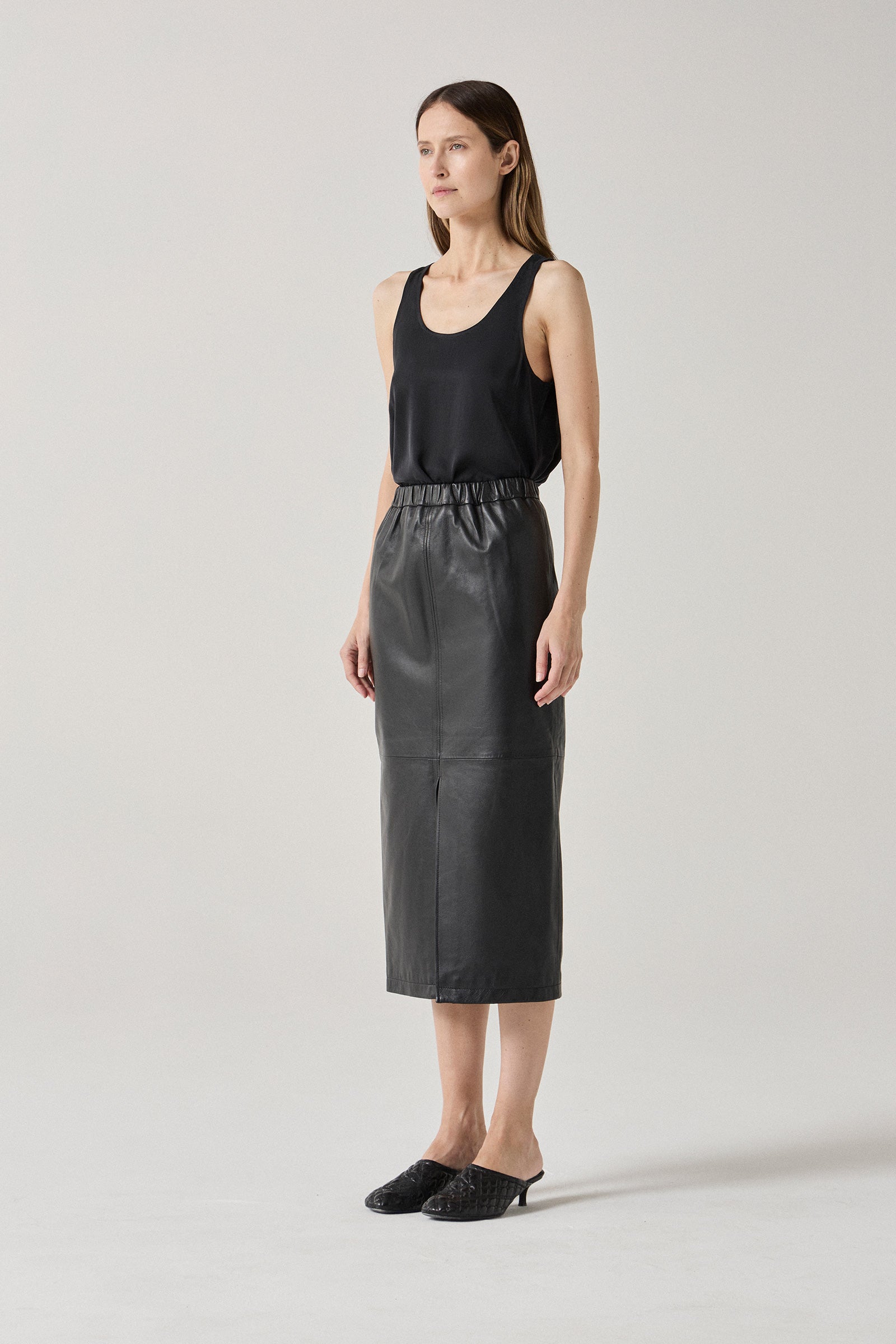 Leather Pencil Skirt - Black
