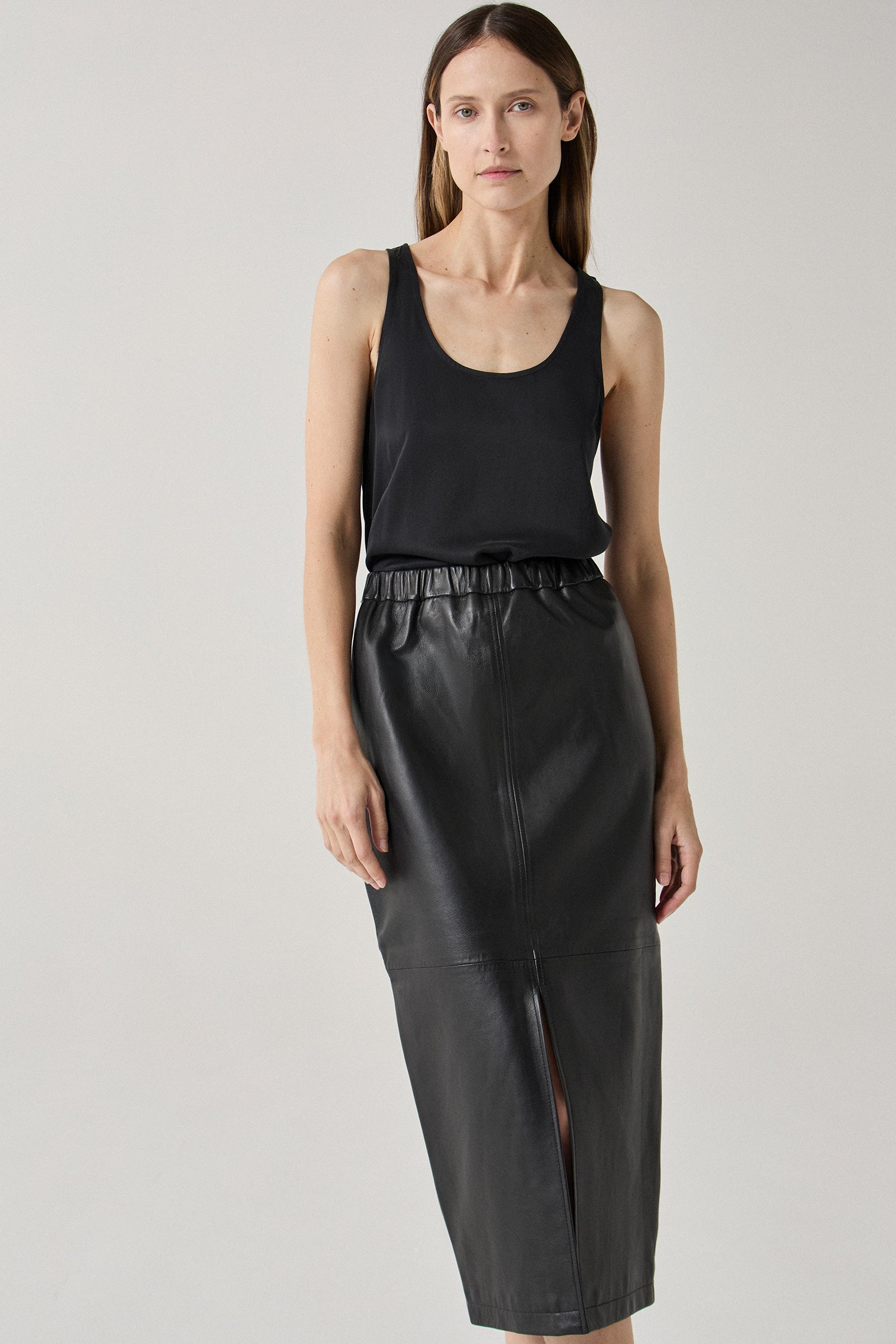 Leather Pencil Skirt - Black