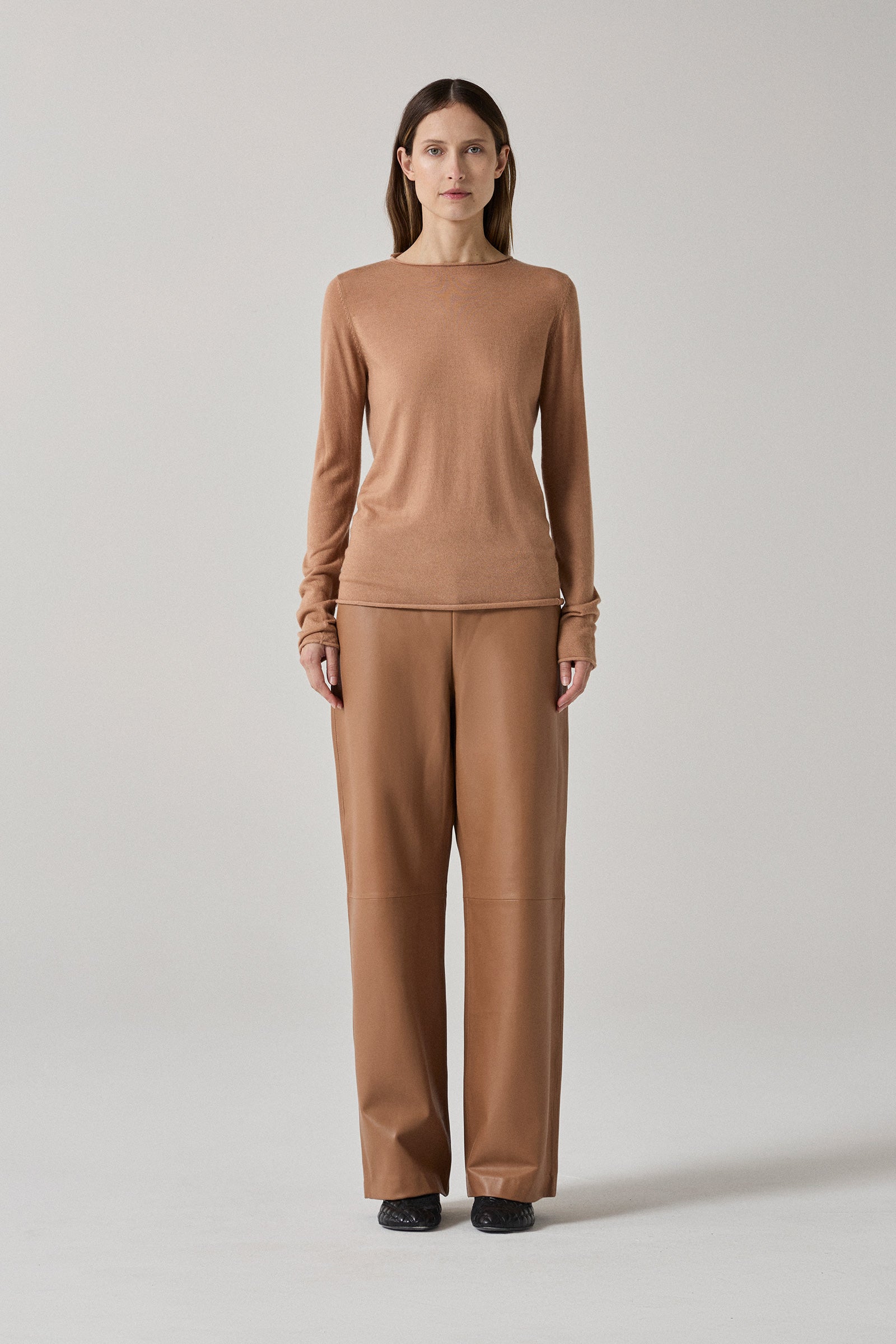 Relaxed Leather Pant - Caramel