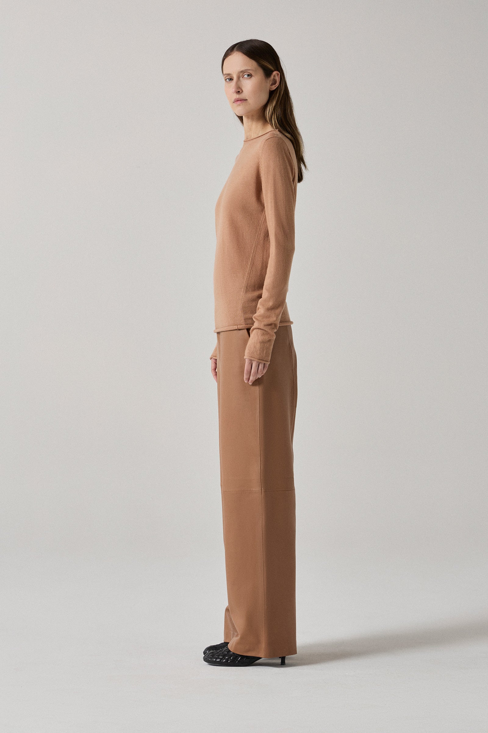 Relaxed Leather Pant - Caramel