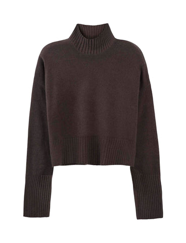 Cropped Cashmere Funnel - Dusty Brown