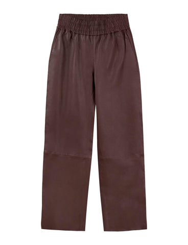 Cropped Wider Leg Stretch Leather Pant - Bordeaux