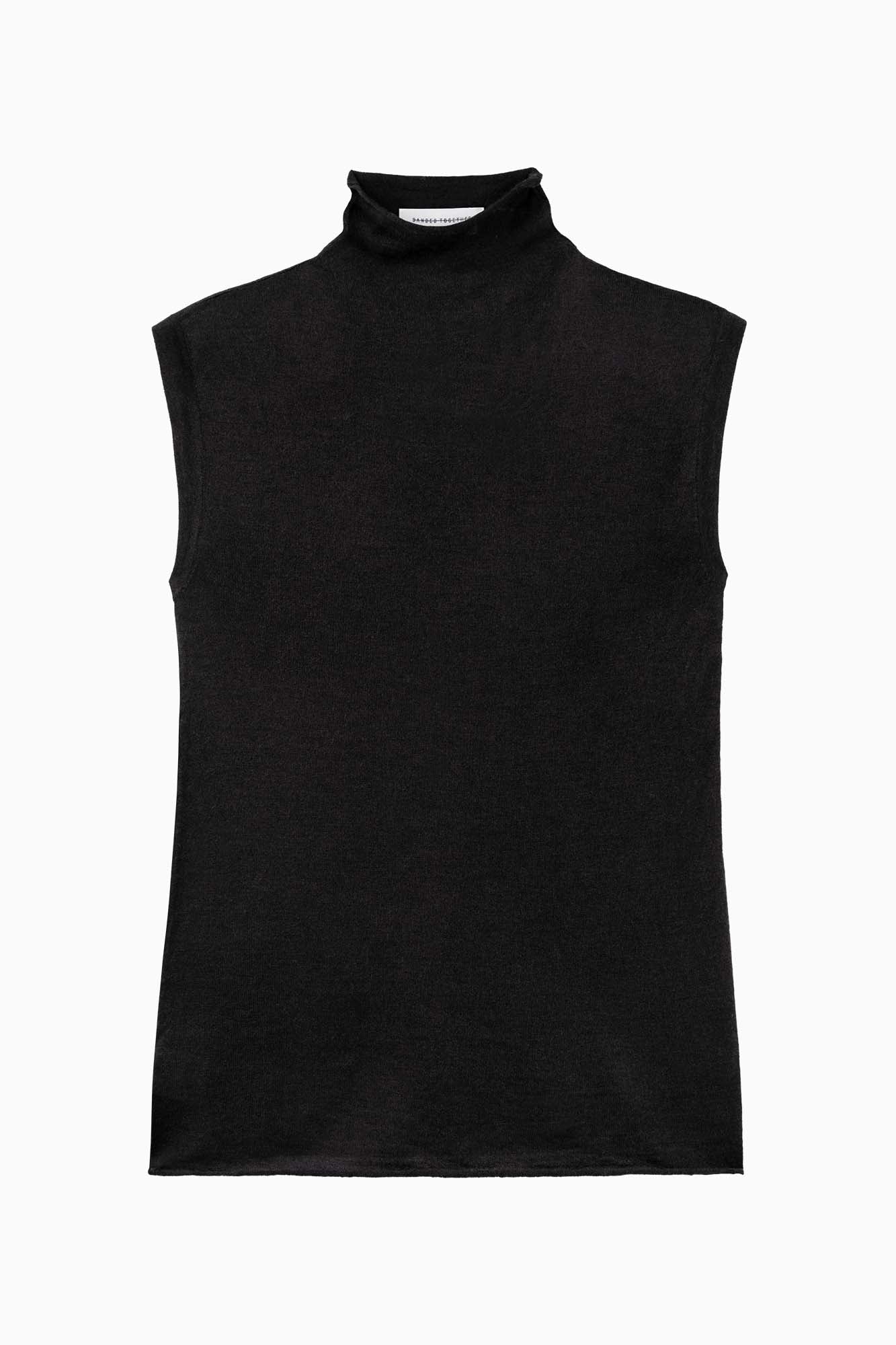Cashmere Sleeveless Top - Black