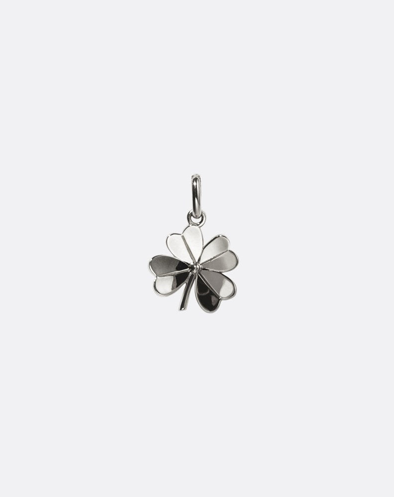 Meadowlark Lucky Clover Charm - Silver (flatlay, white background)