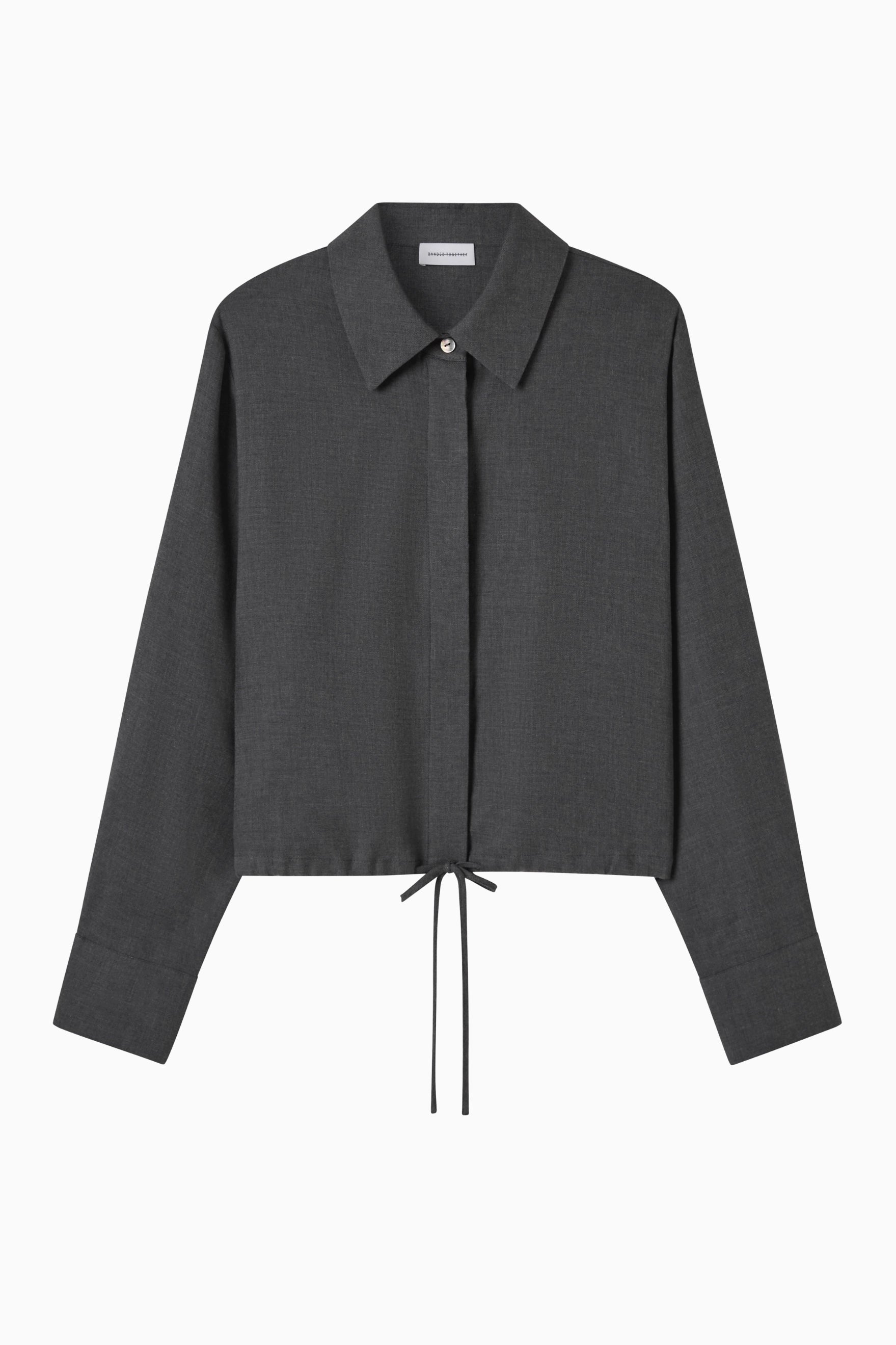 Drawstring Shirt - Grey Cotton Cashmere