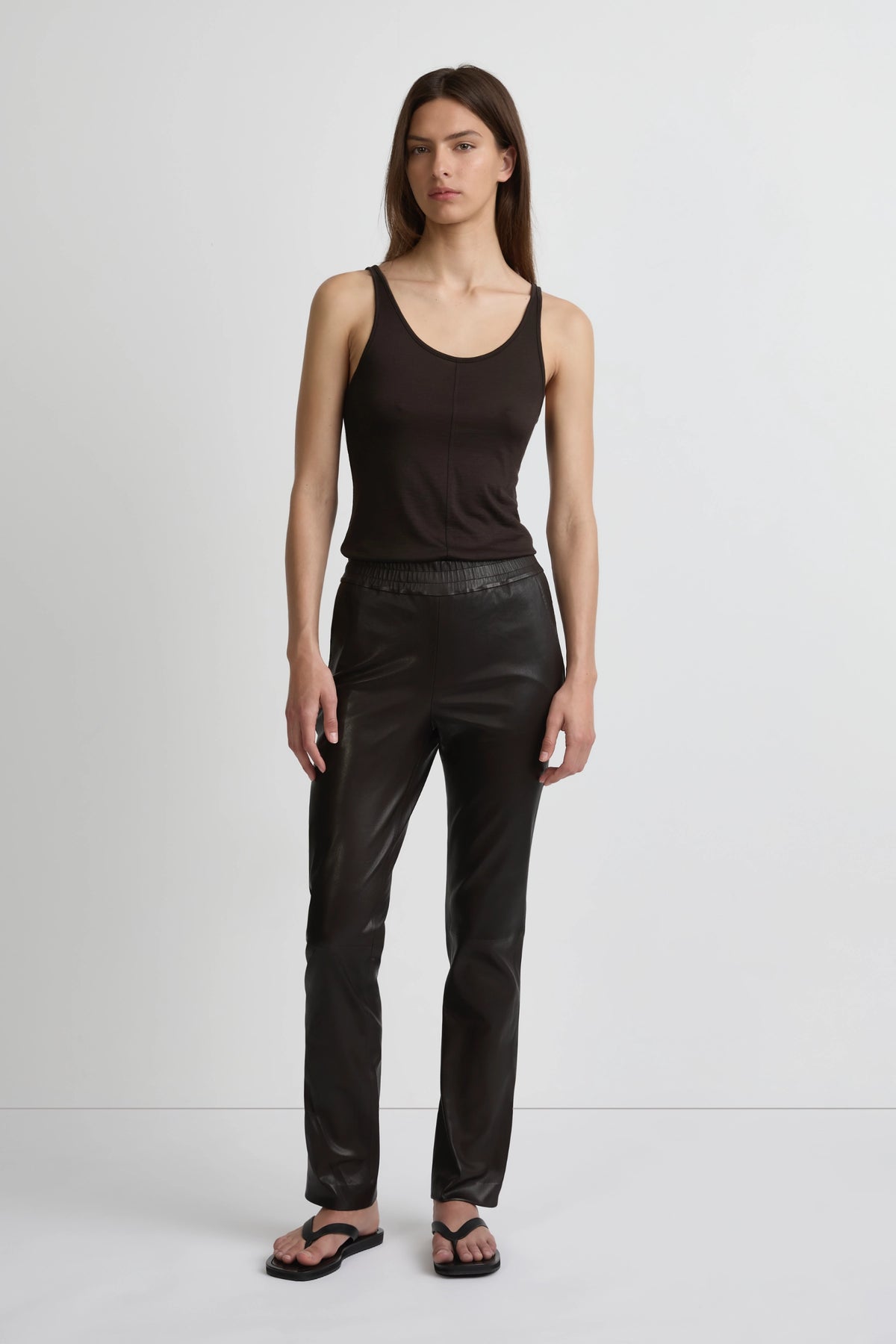 Stretch Leather Straight Leg Pant - Cafe Solo