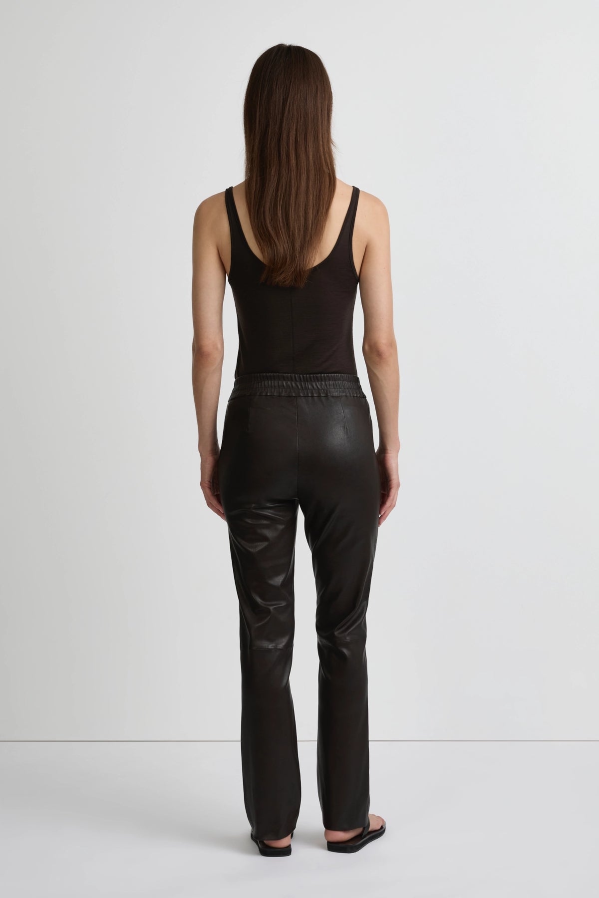 Stretch Leather Straight Leg Pant - Cafe Solo