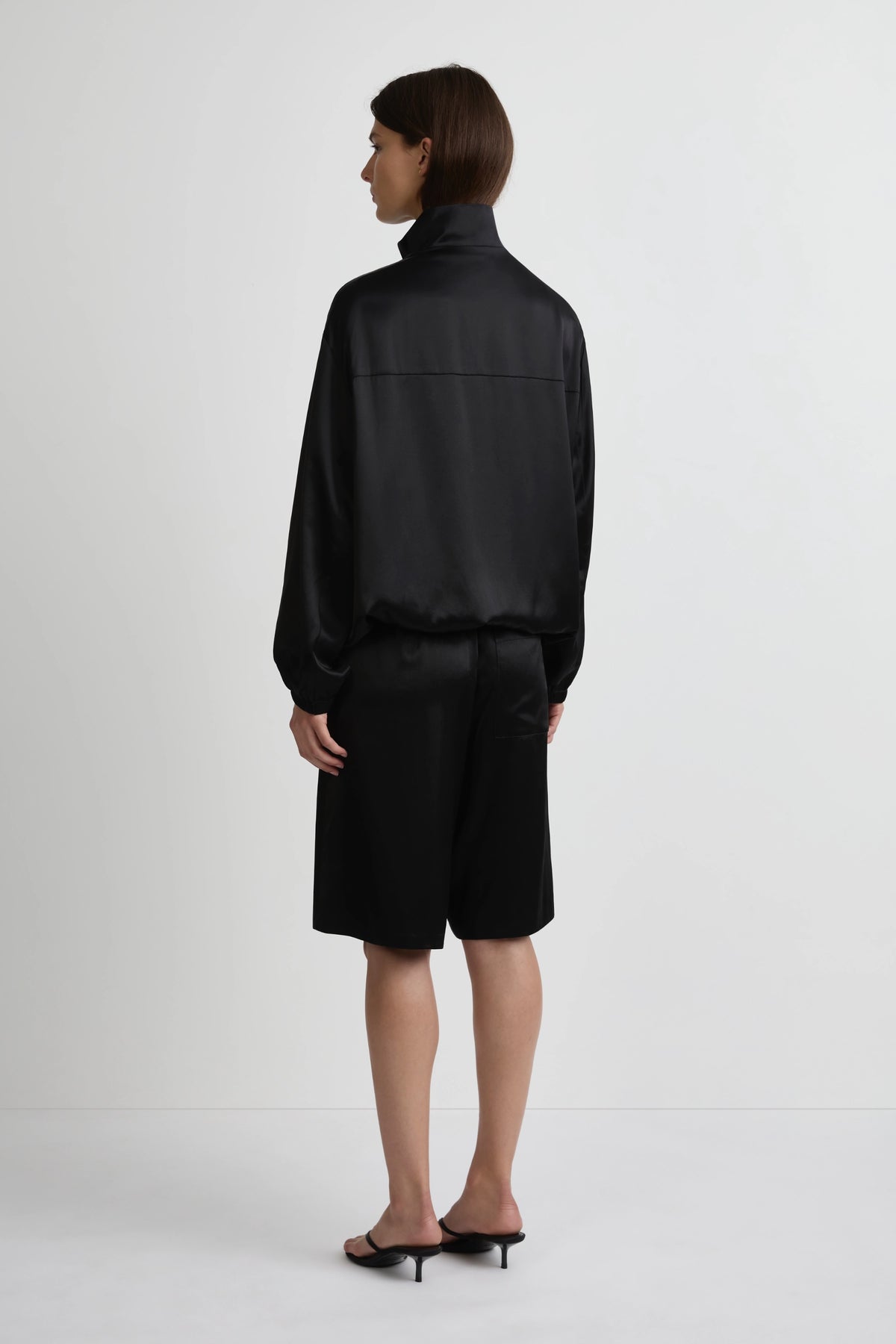 Longline Bomber - Black Luxe Silk