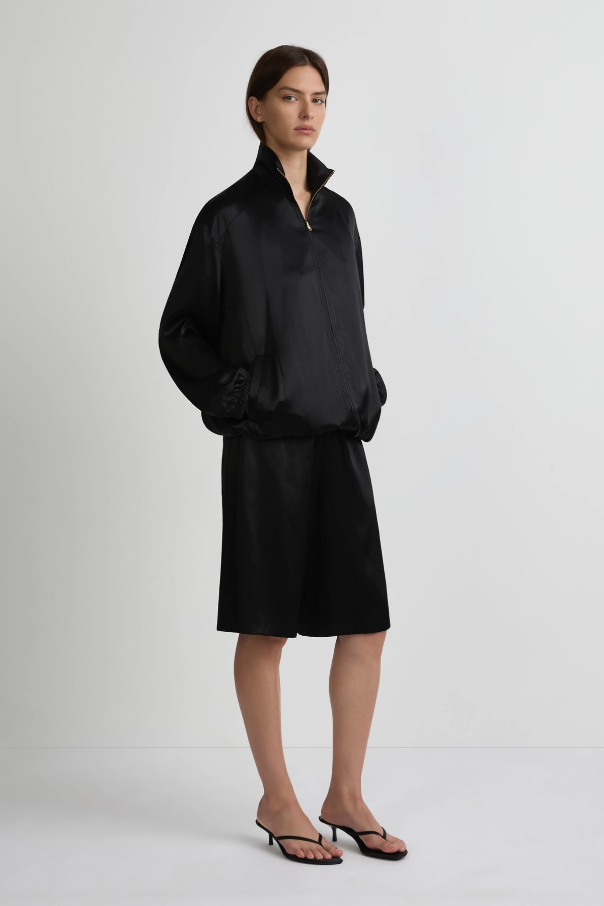 Longline Bomber - Black Luxe Silk