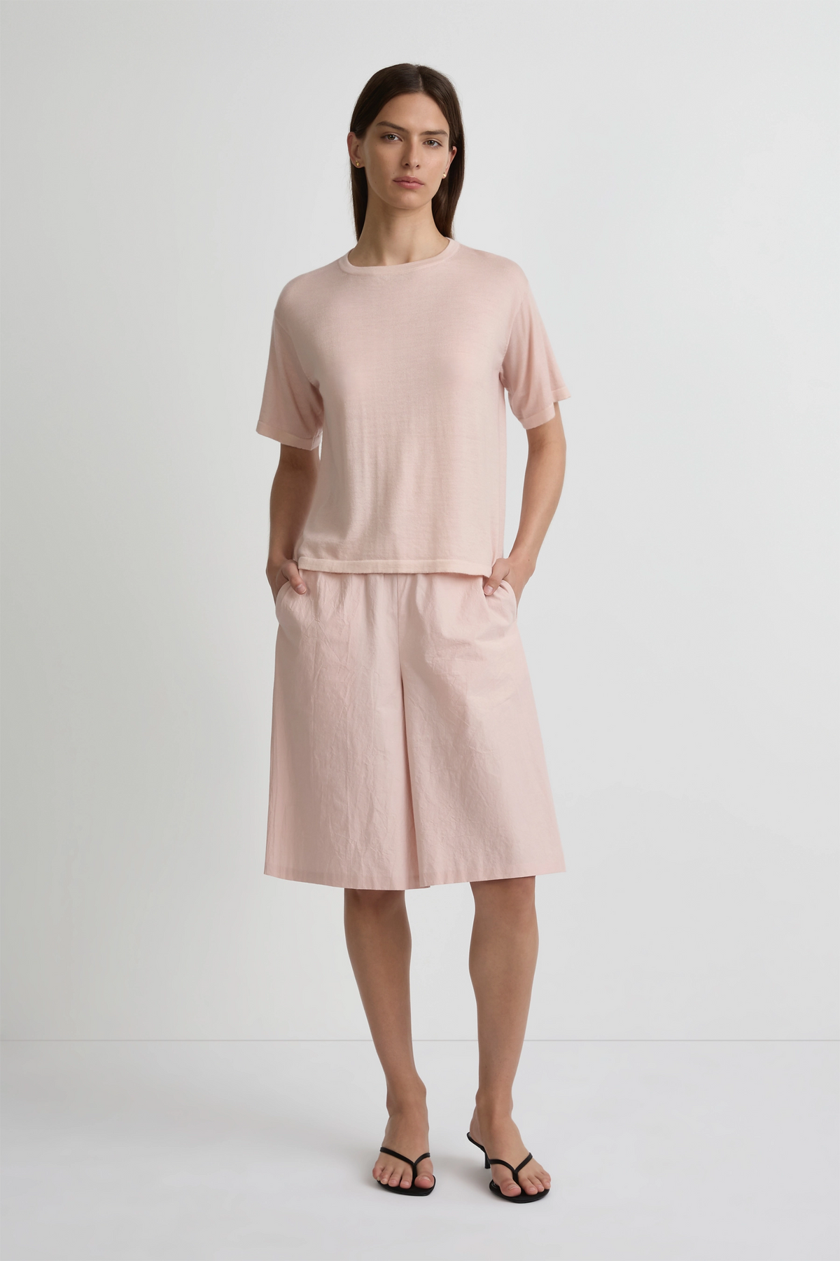 Longline Cashmere T - Almond Blossom