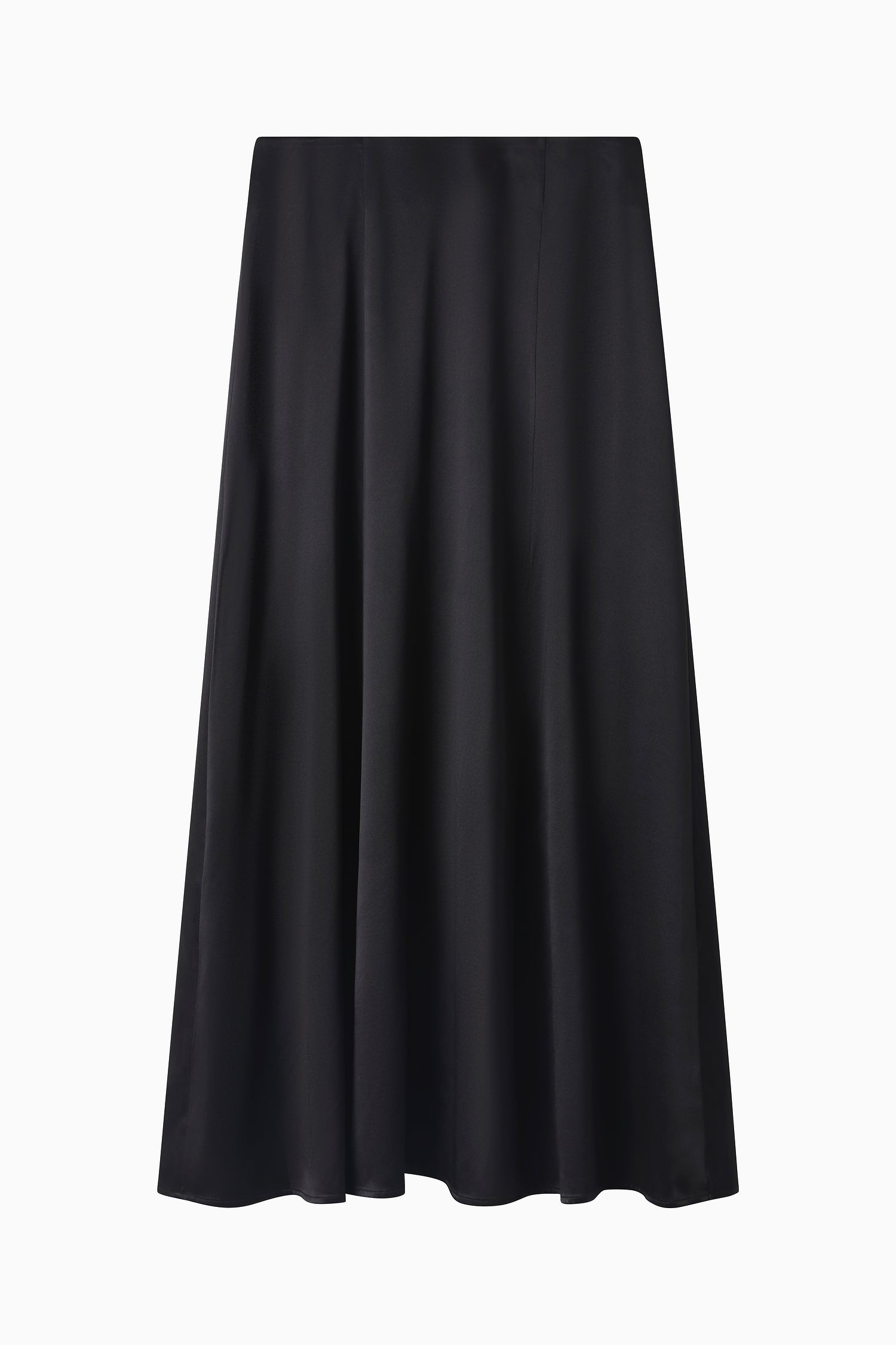 Silk Satin Full Skirt - Black