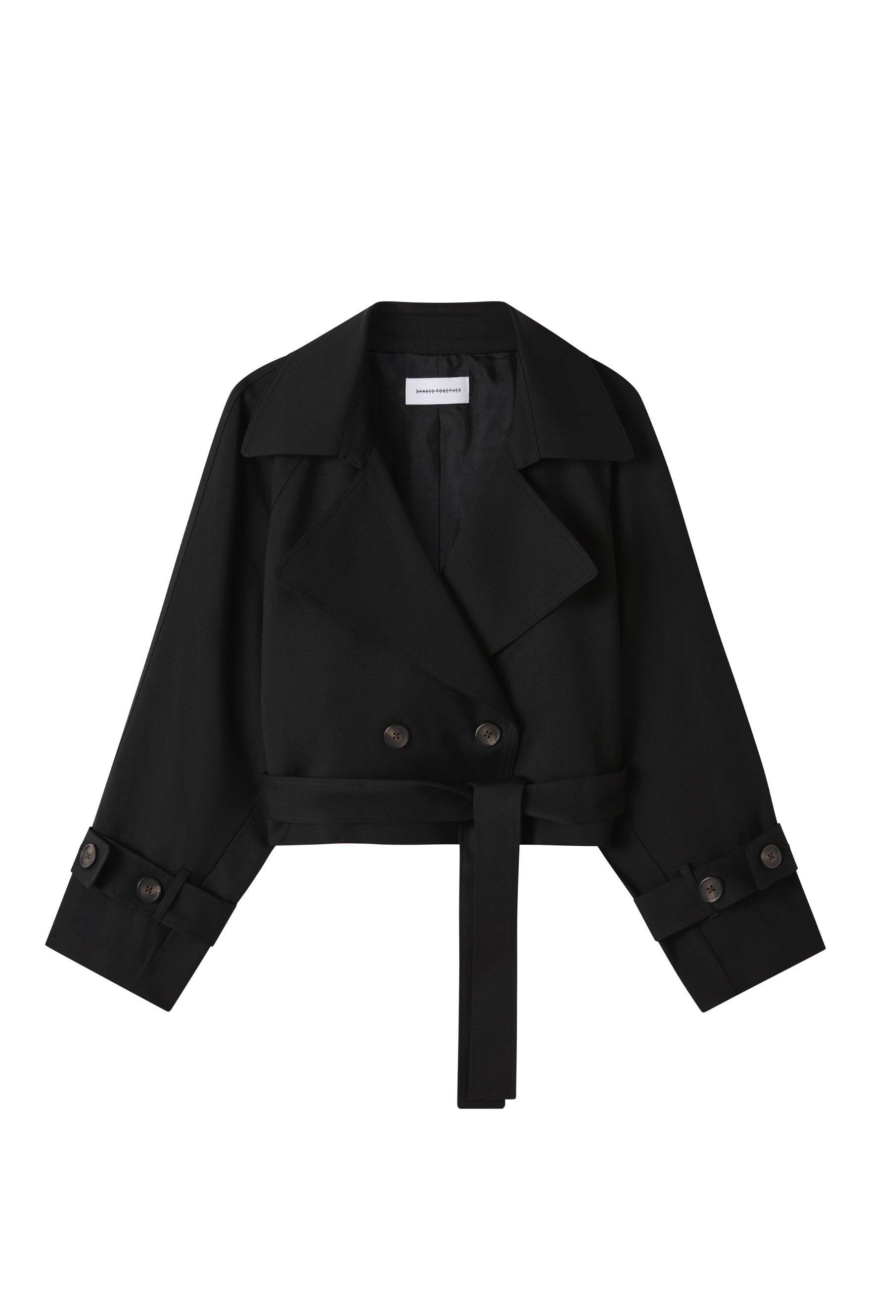 Cropped Trench Coat - Black Wool