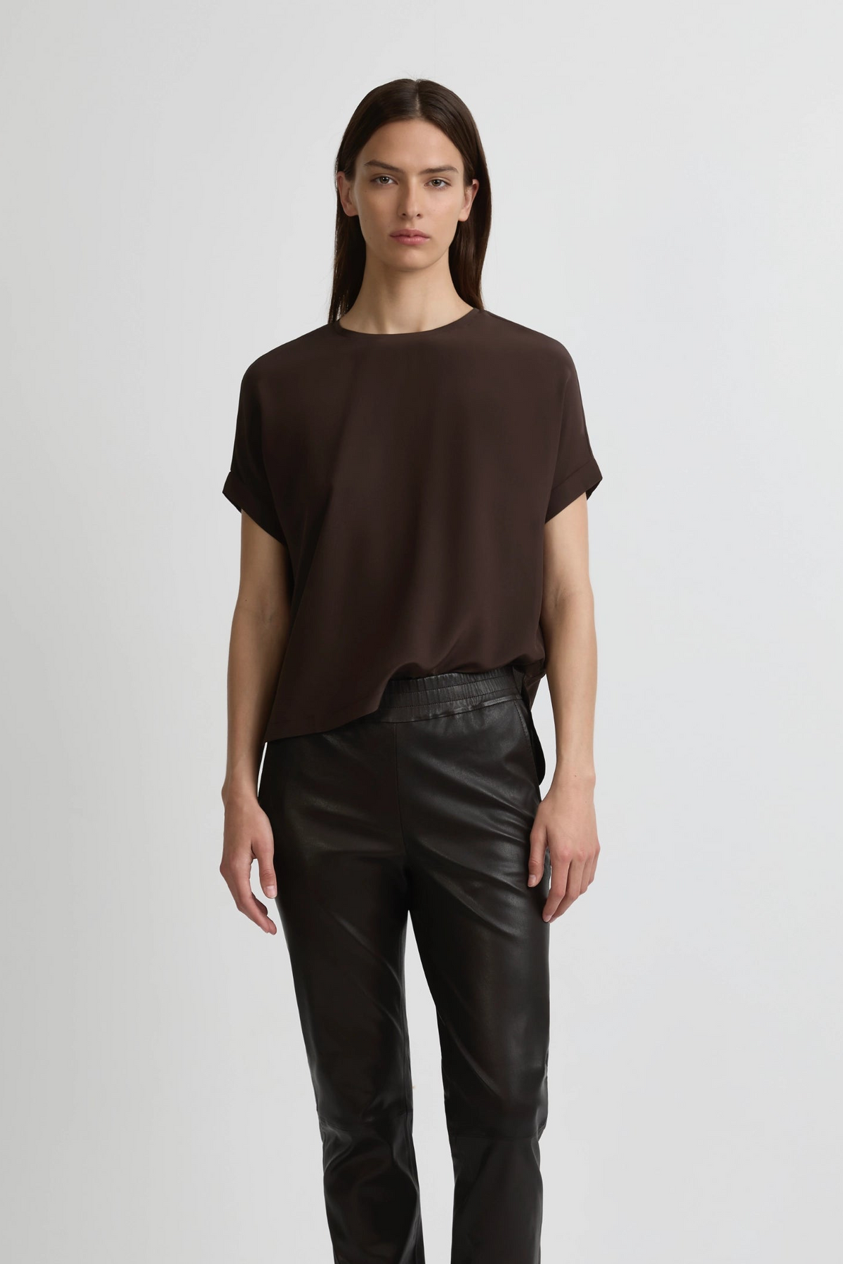 Relaxed Silk T-Shirt - Cafe Solo