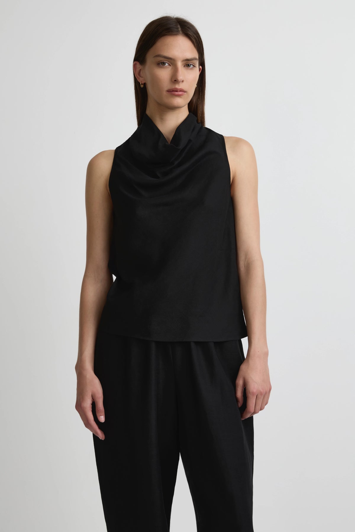 Studio Top - Black Silk Linen