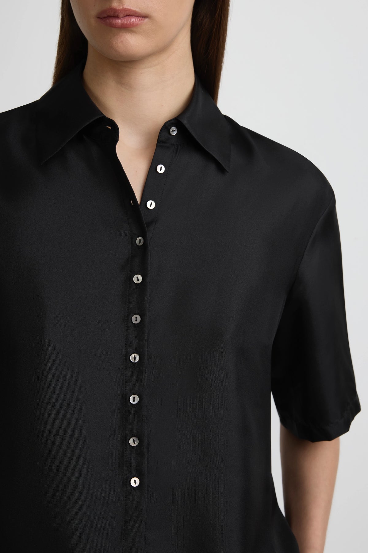 Mid Shirt - Black Silk Twill