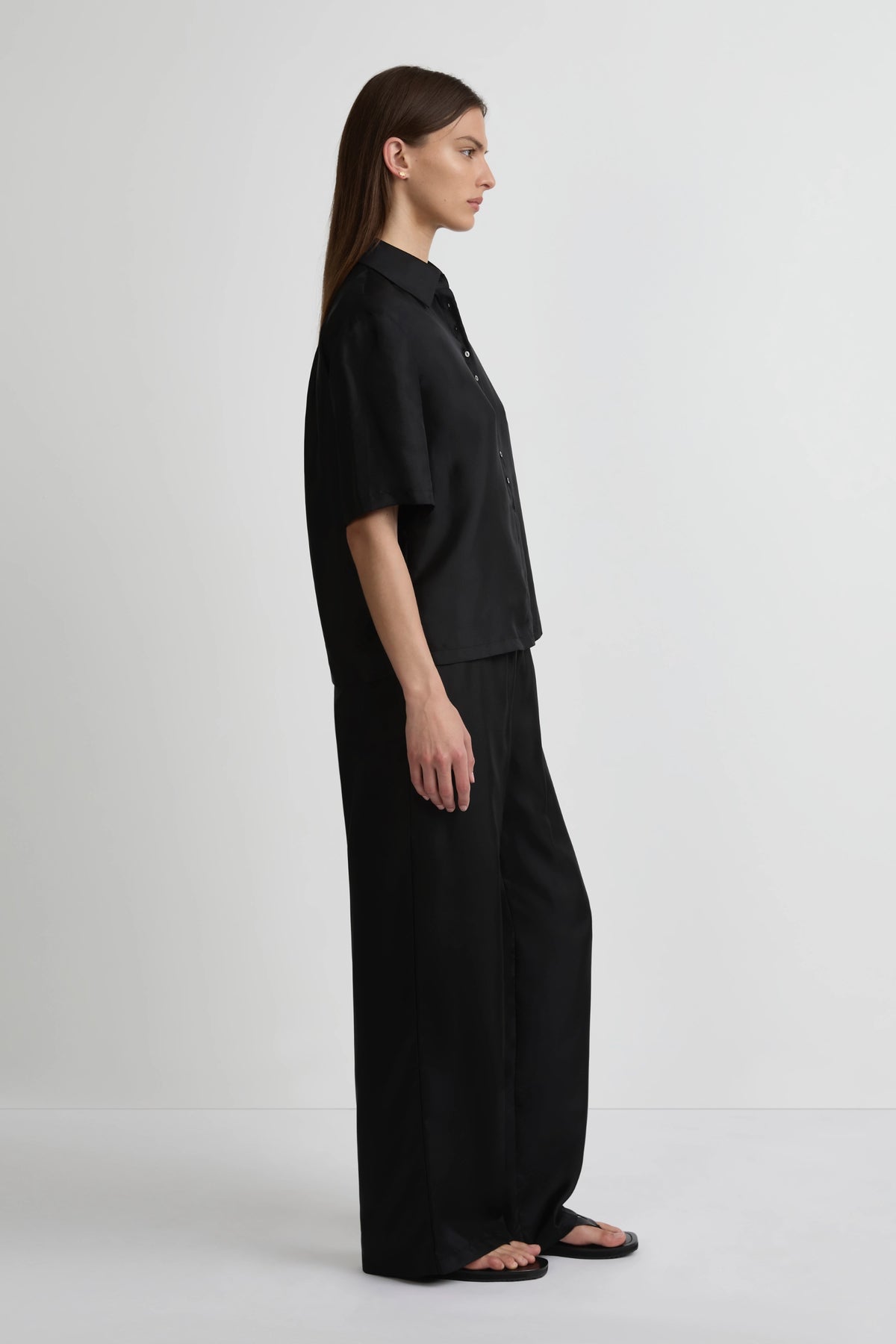 Mid Shirt - Black Silk Twill