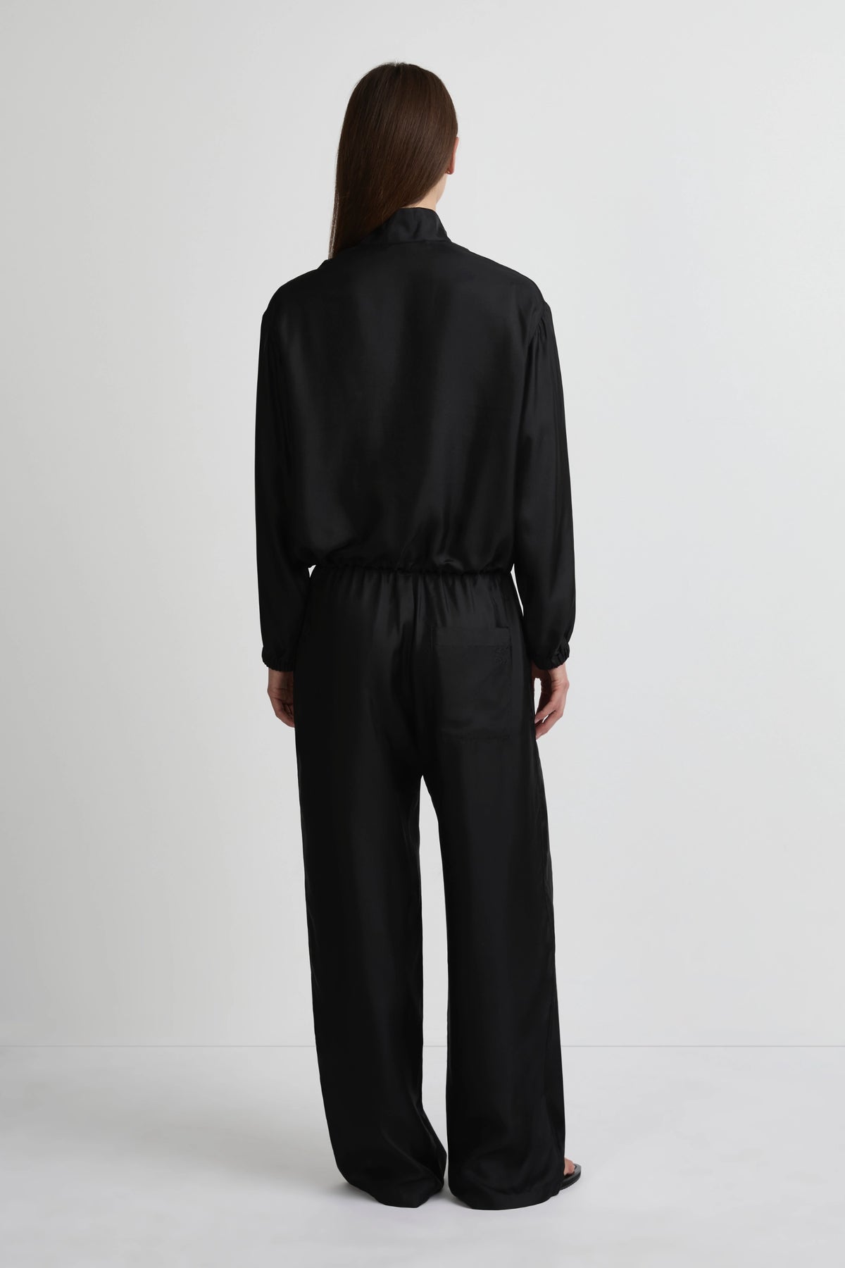 Zipped Blouse - Black Silk Twill