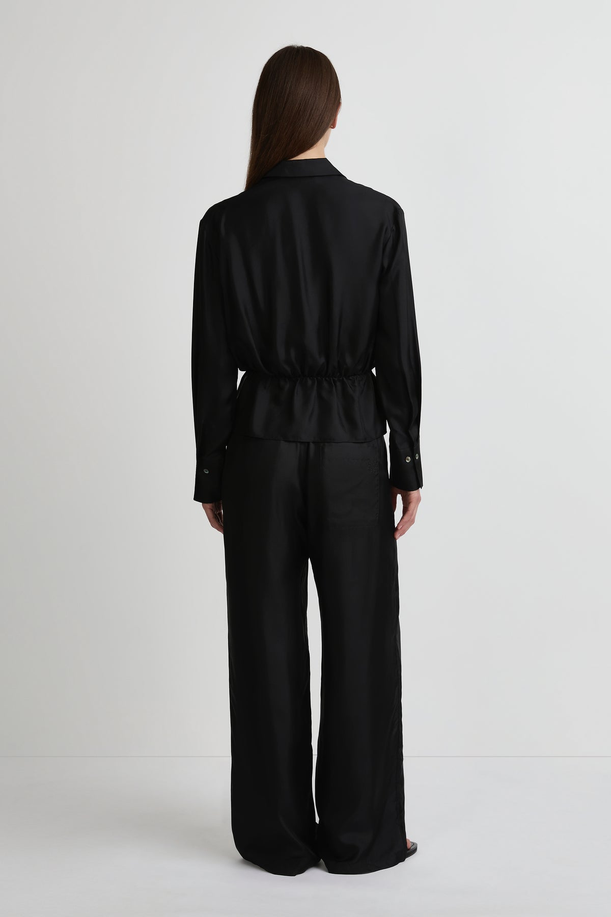 Wrap Shirt - Black Silk Twill