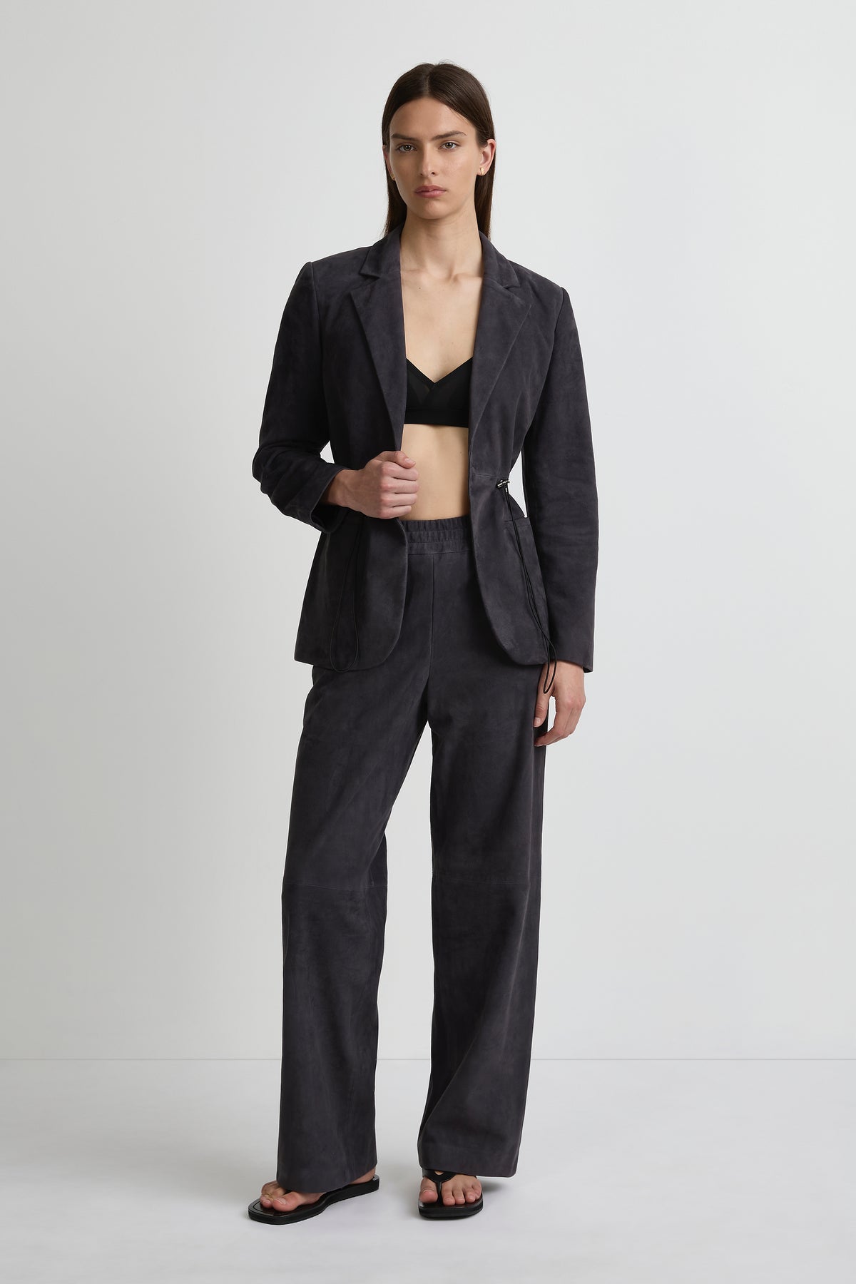 Cinched Blazer - Navy Suede