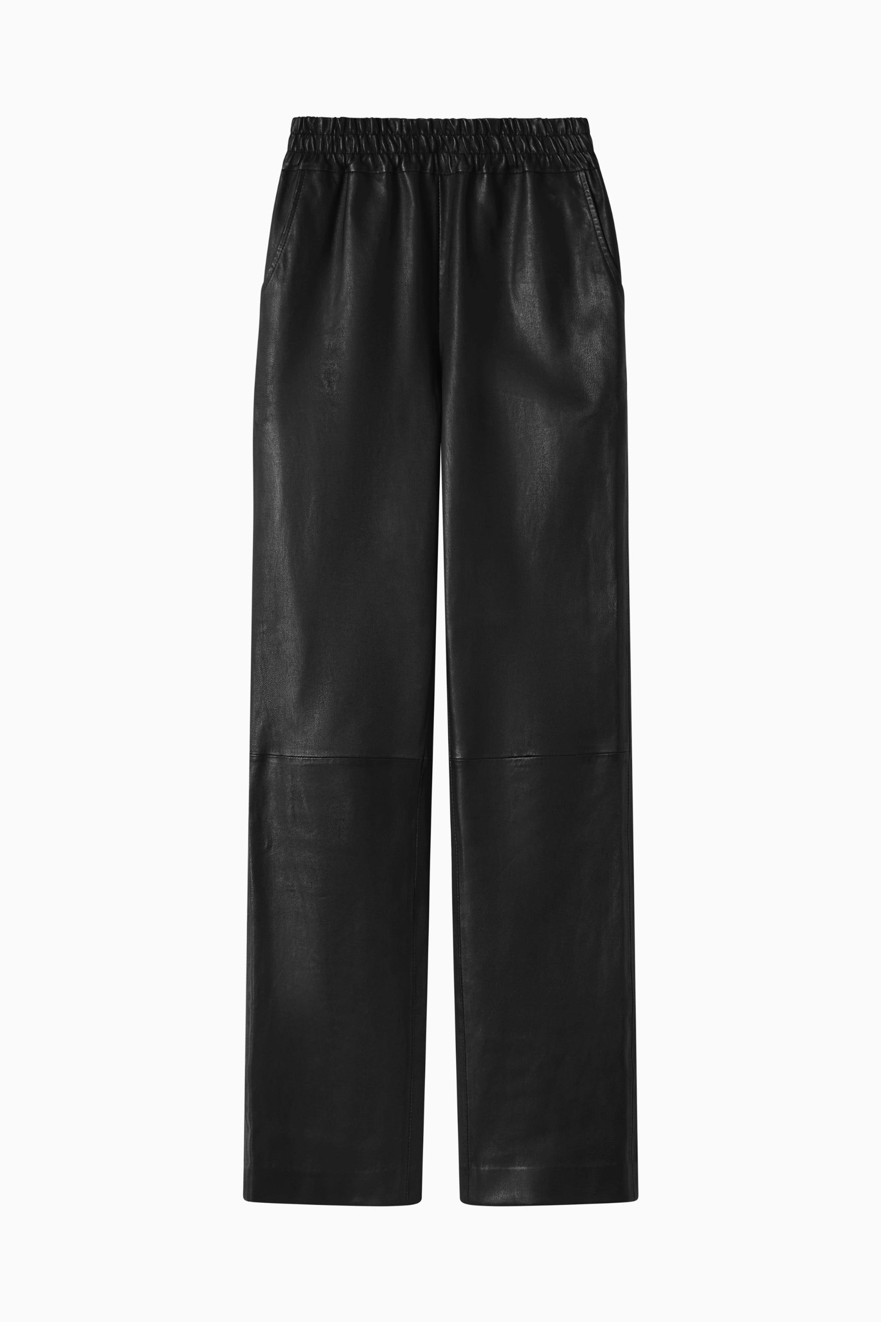 Stretch Leather Straight Leg Pant - Black