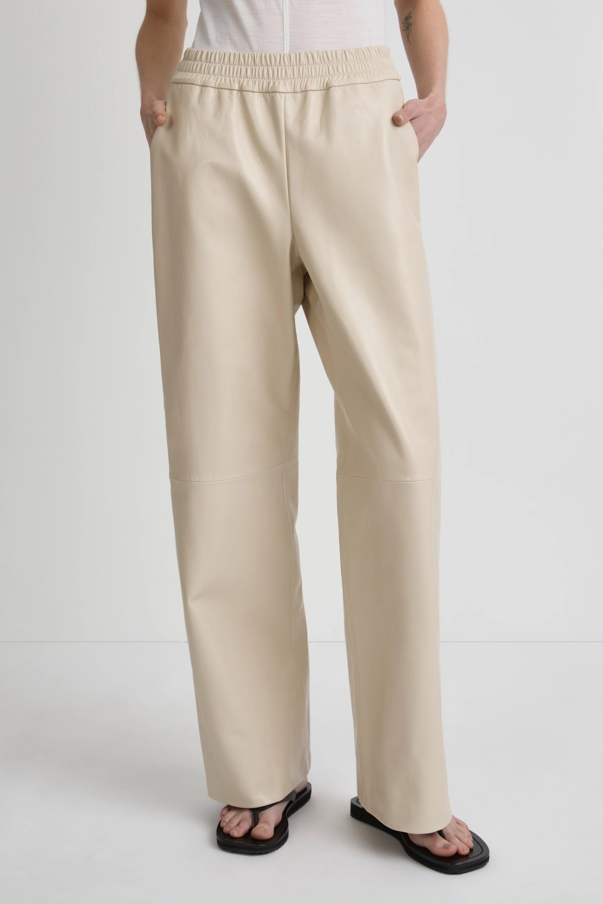 Relaxed Leather Pant - Chalk