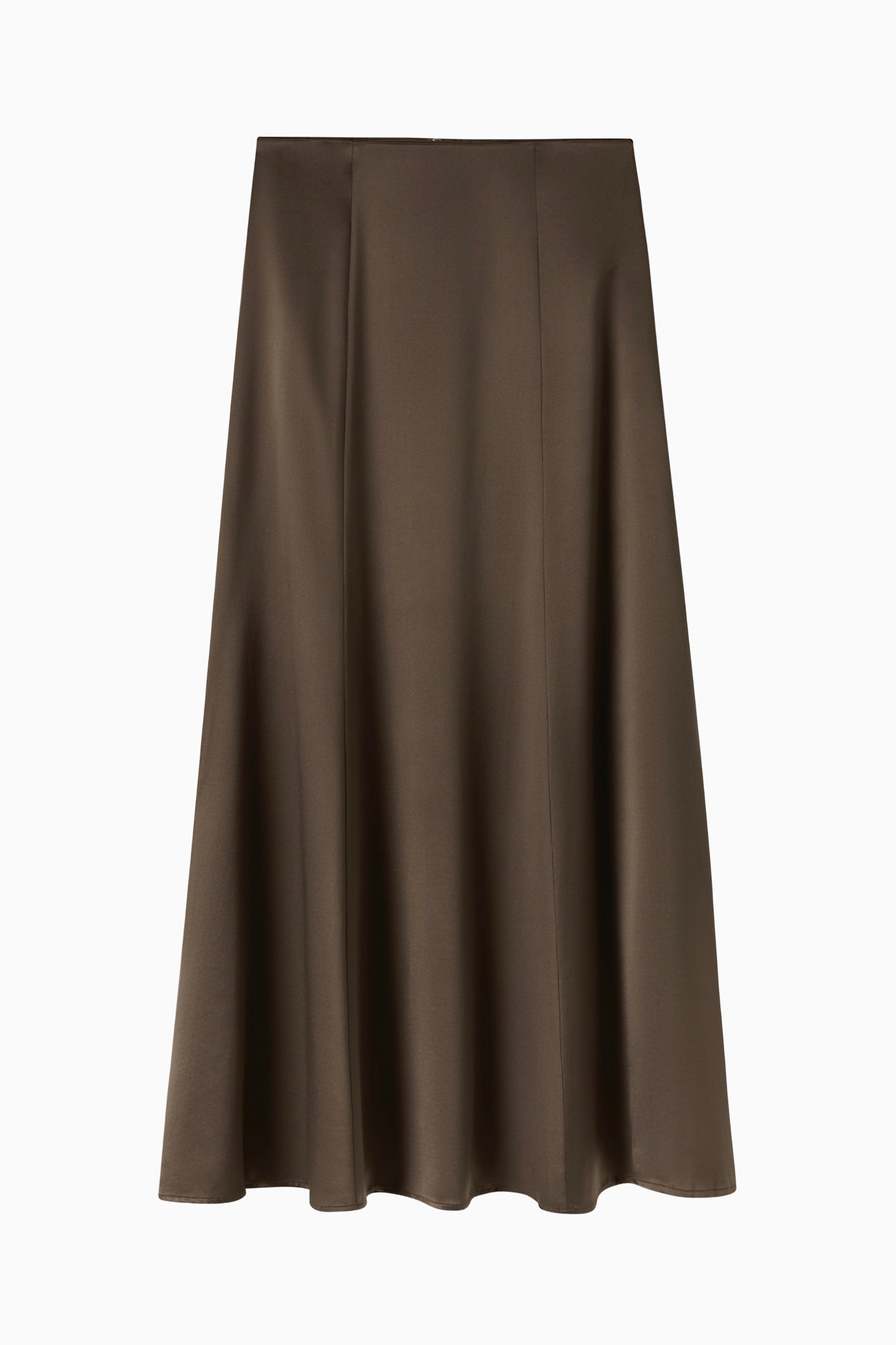 Silk Satin Full Skirt - Dark Moss