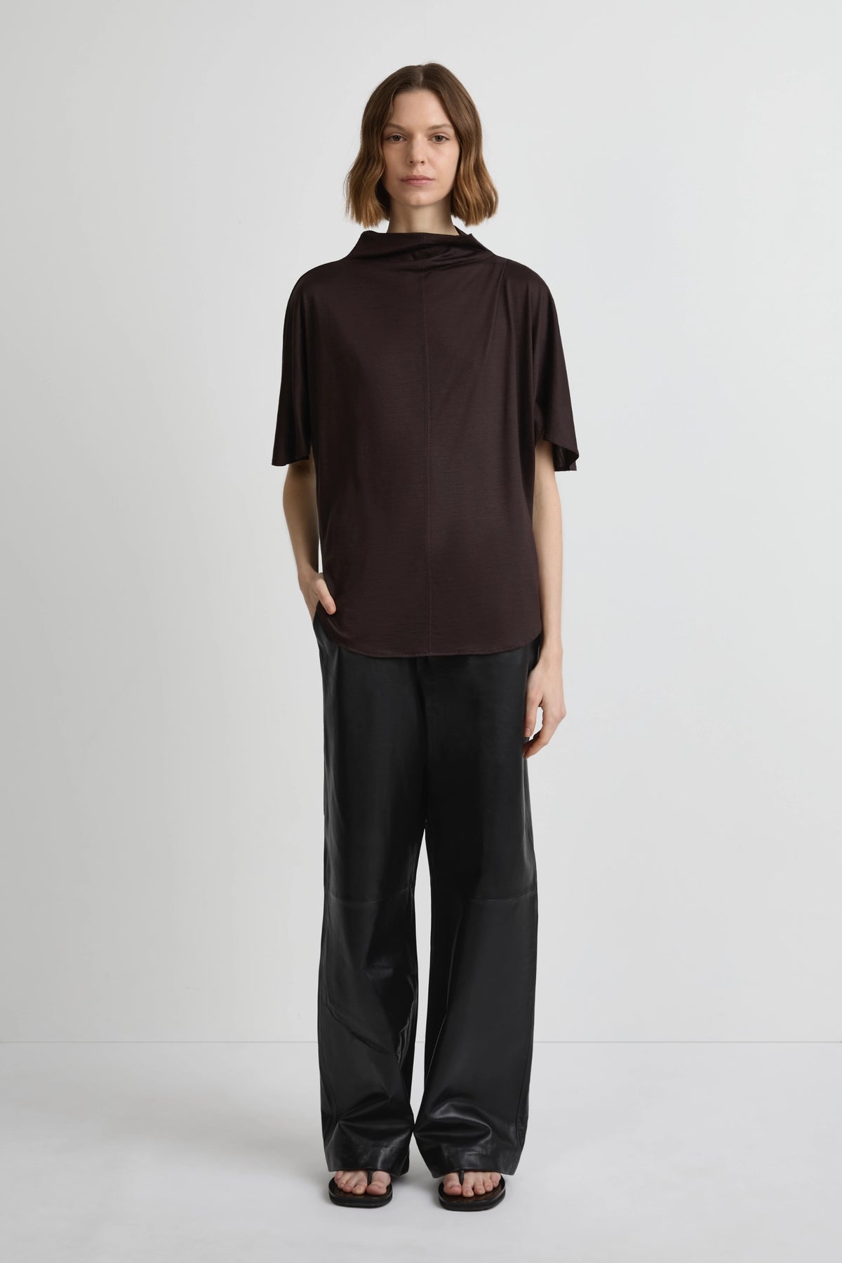 Merino Draped T - Espresso