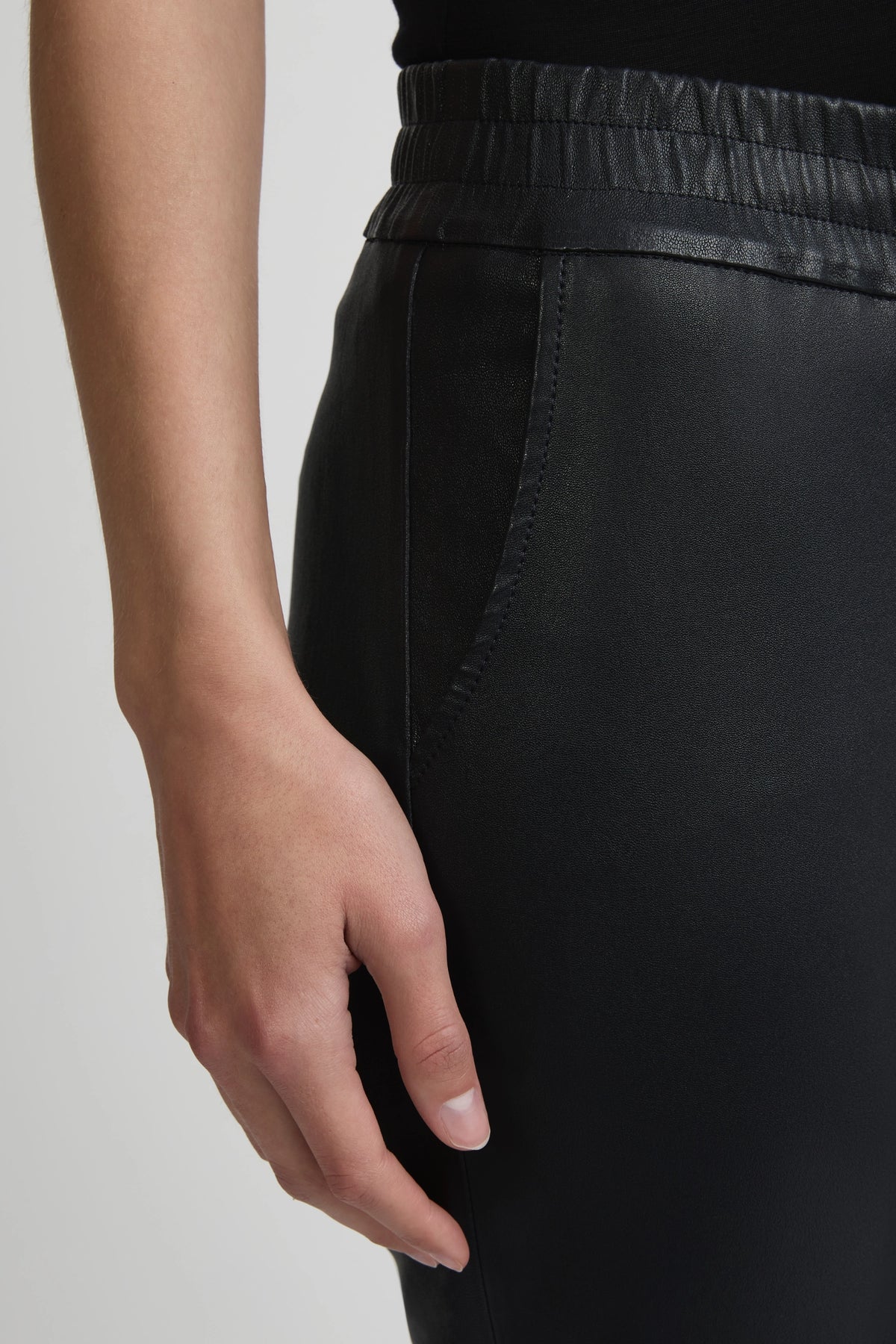 Stretch Leather Straight Leg Pant - Midnight Navy