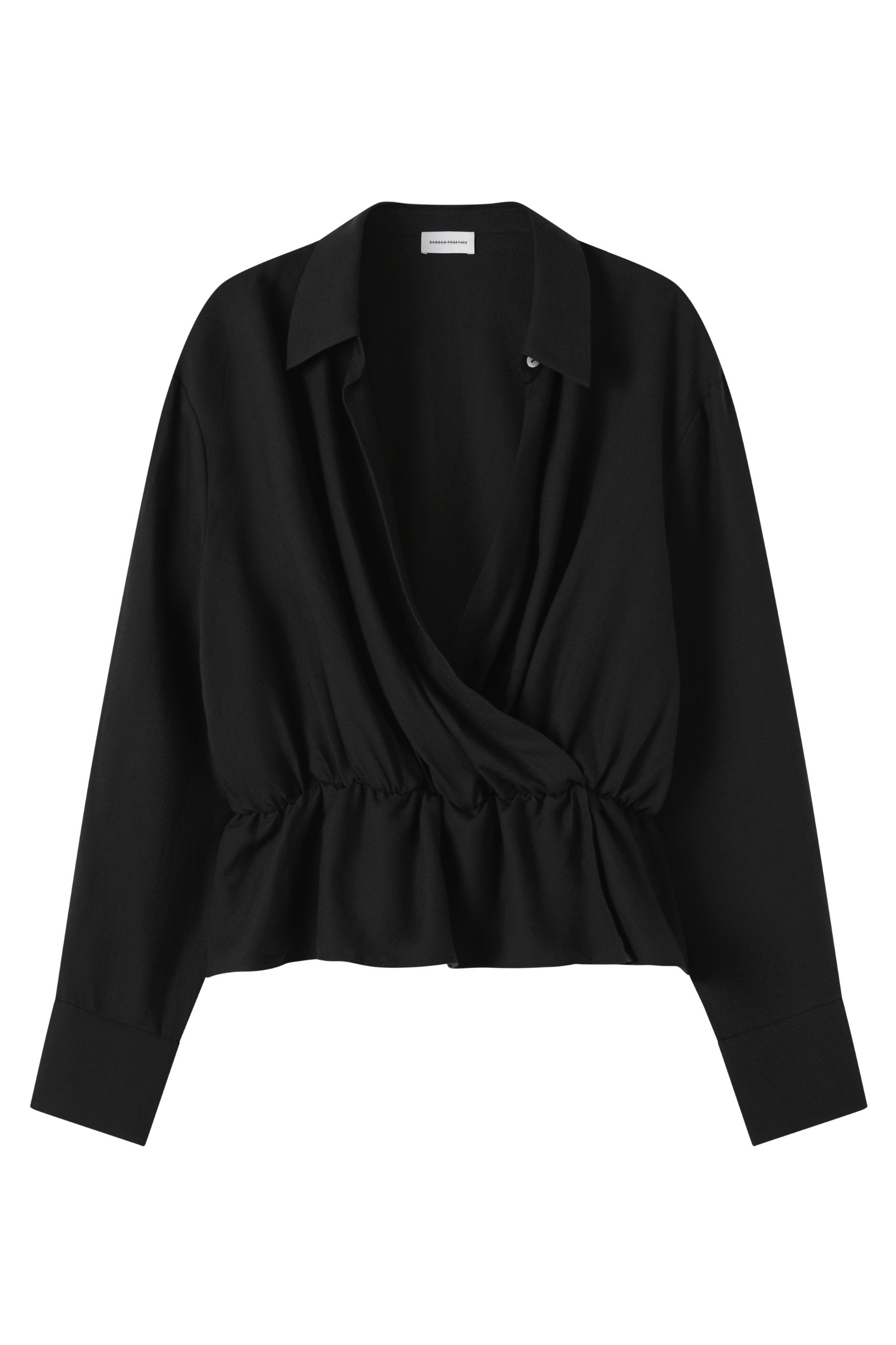 Wrap Shirt - Black Cotton Cashmere