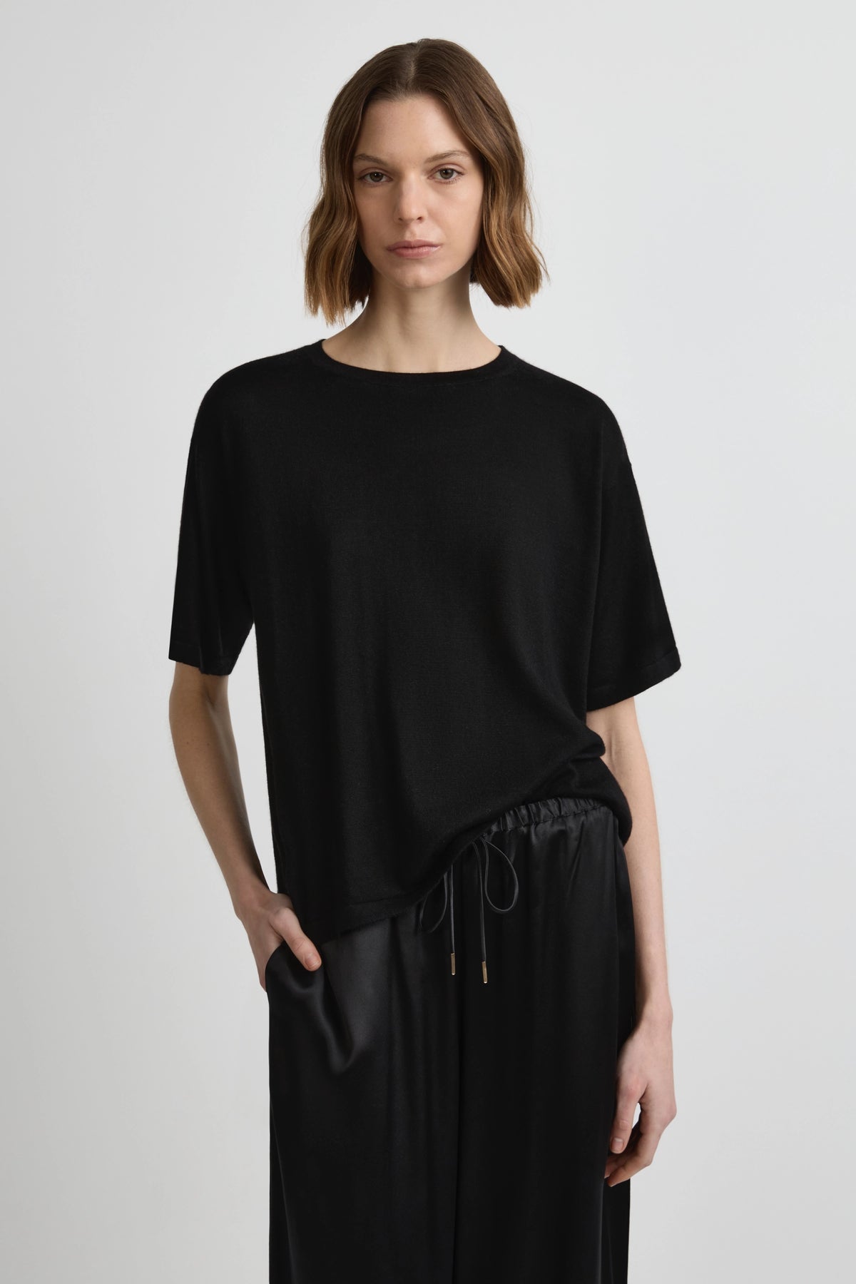 Longline Cashmere T - Black
