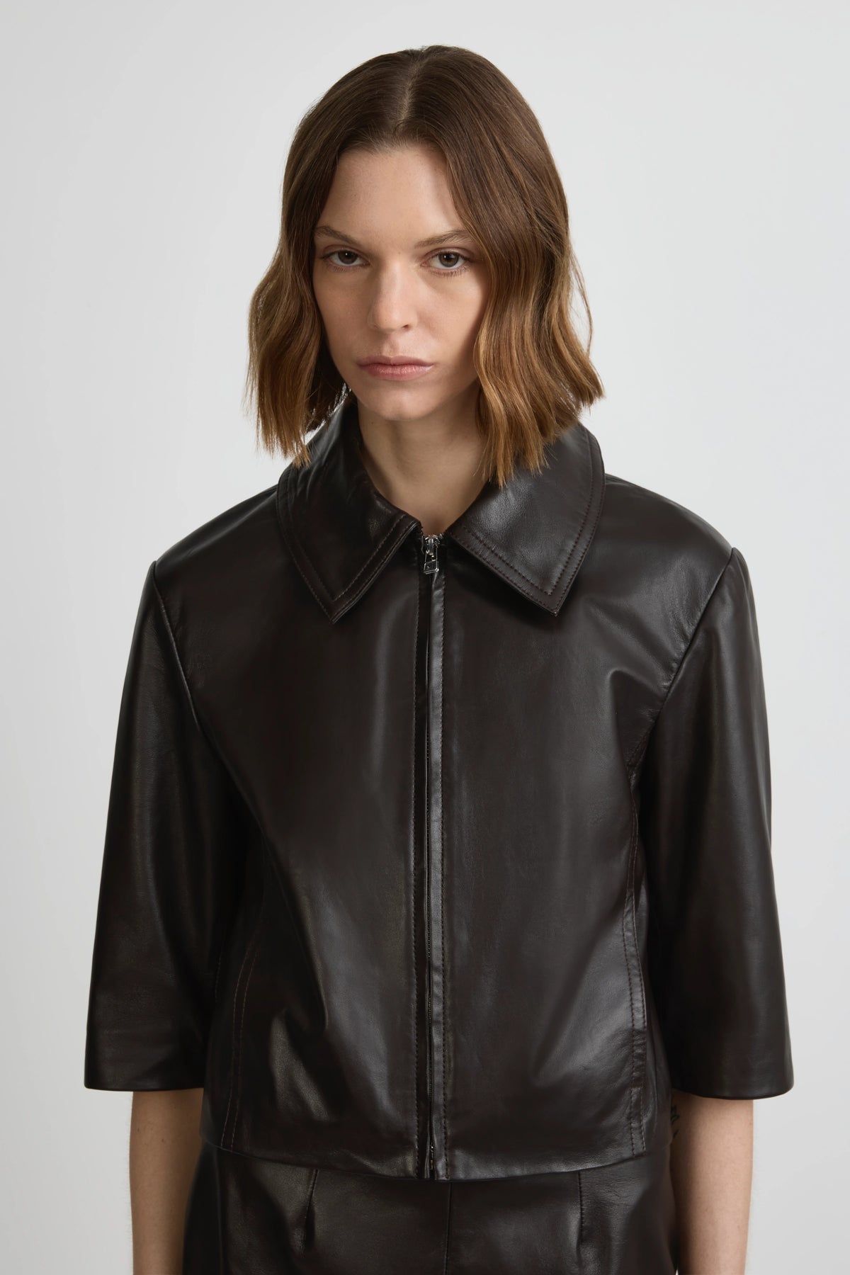 Leather Studio Jacket - Cafe Solo